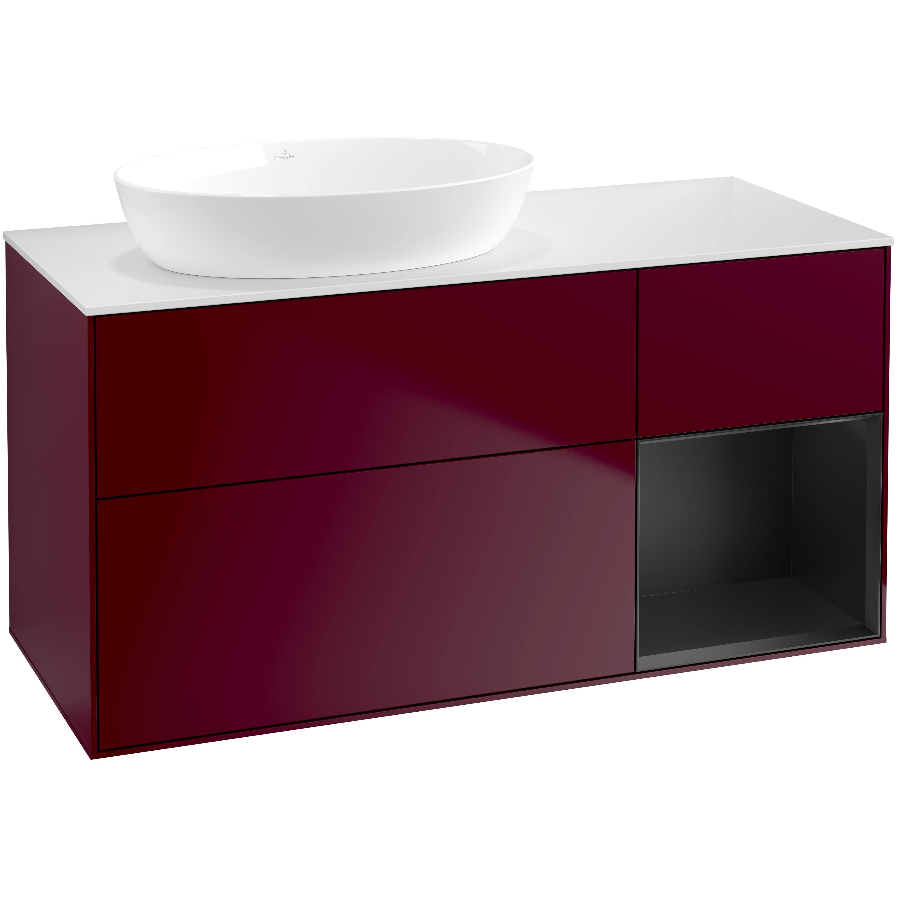 Tvättställsskåp Villeroy & Boch Finion med 3 Lådor Hylla och Bänkskiva för Ocentrerat Tvättställ från Artis & Collaro