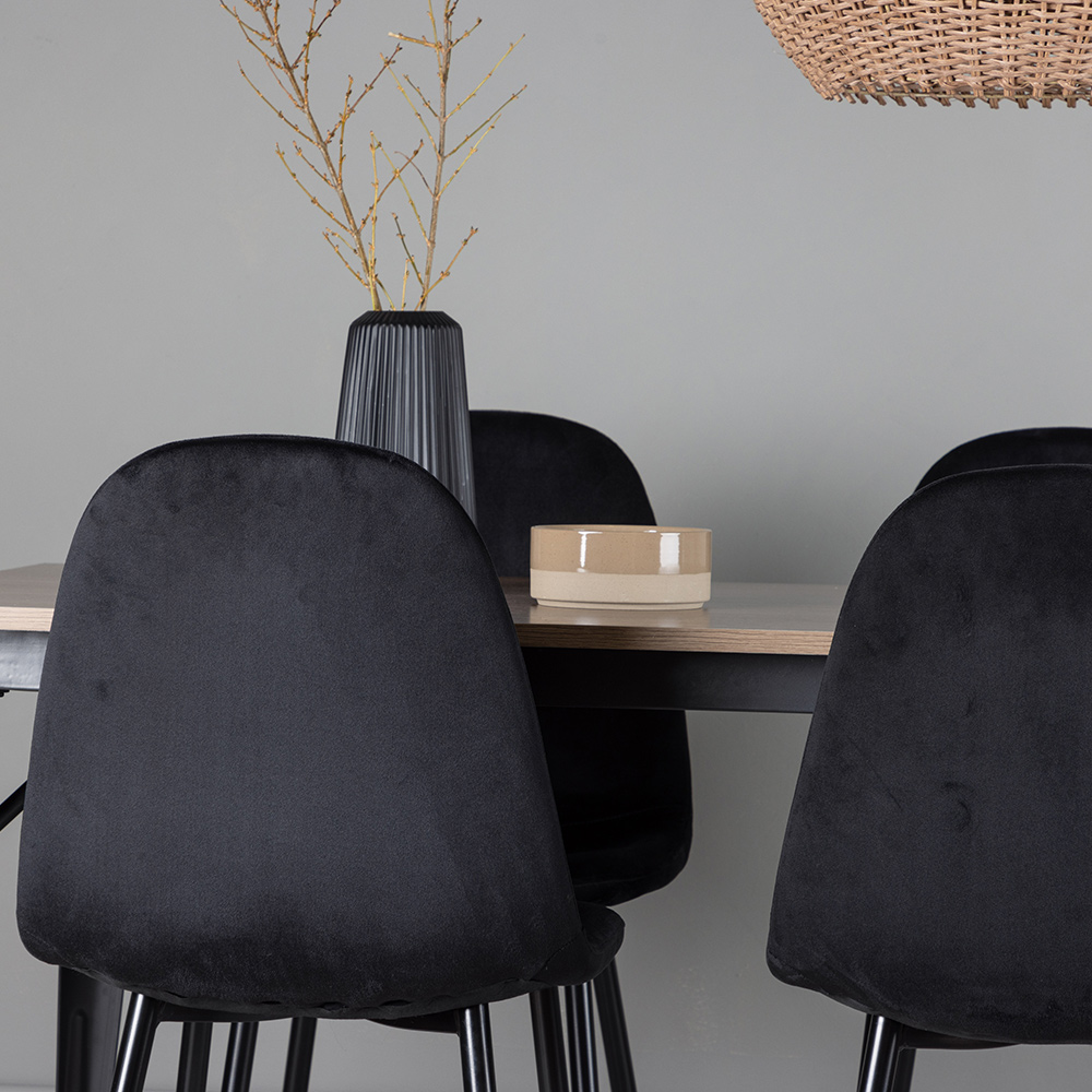 Spisegruppe Venture Home Tempe 140 cm med 4 Polar Stoler Fløyel