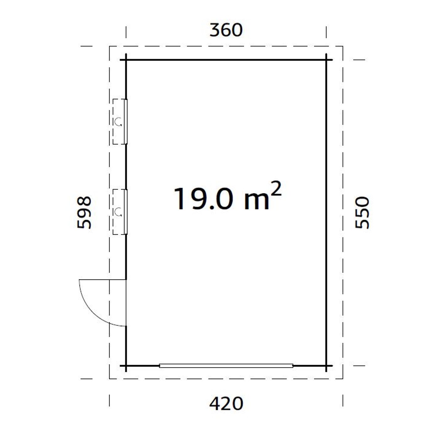 Rasmus 19,8 m2 (inv. 19,0 m2 kit) Ubehandlet