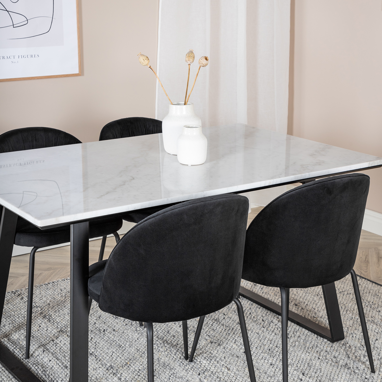 Spisegruppe Venture Home Estelle 140 med 4 Wrigley Stoler