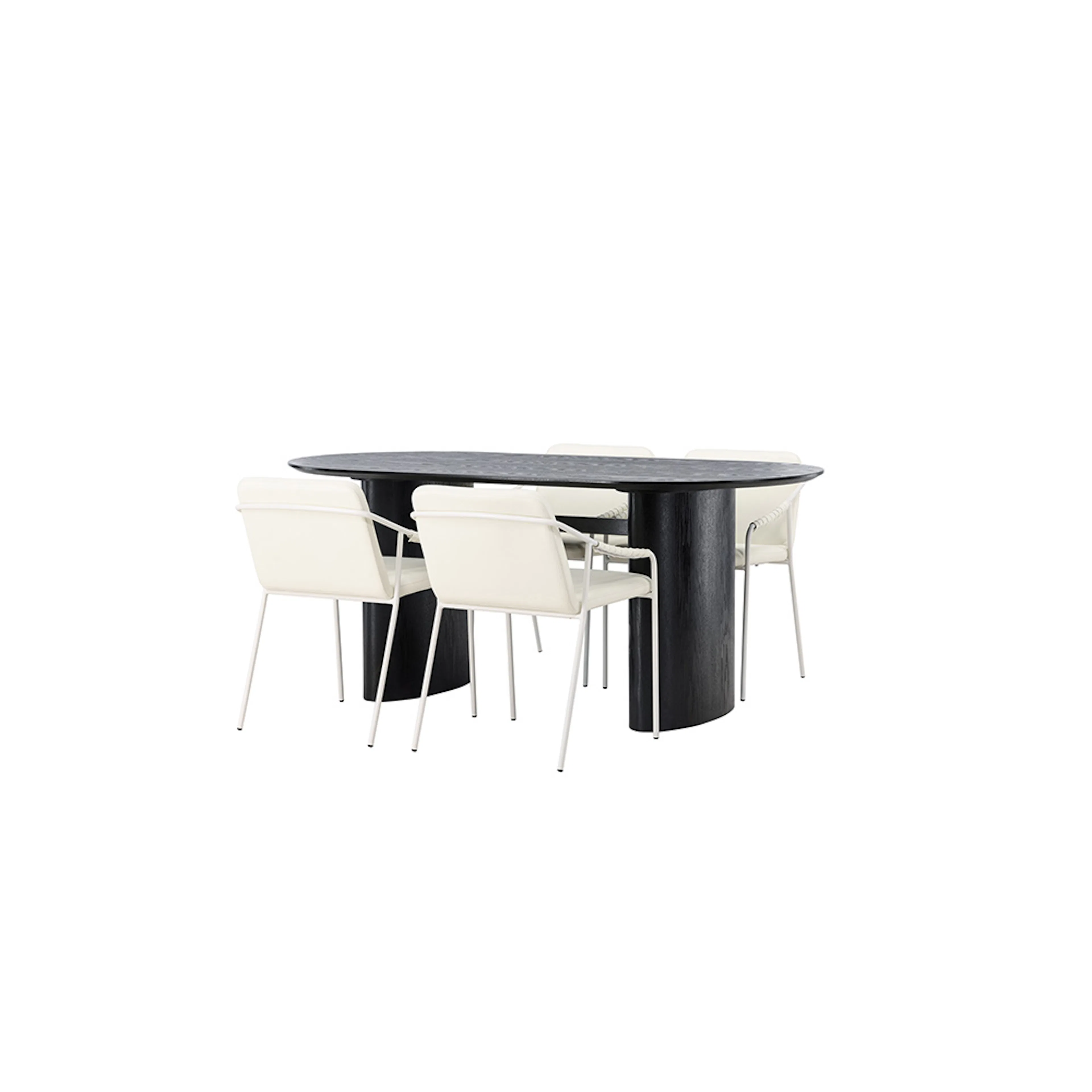 Matgrupp Venture Home Isolde med 4 st Tvist stolar Sort/Beige