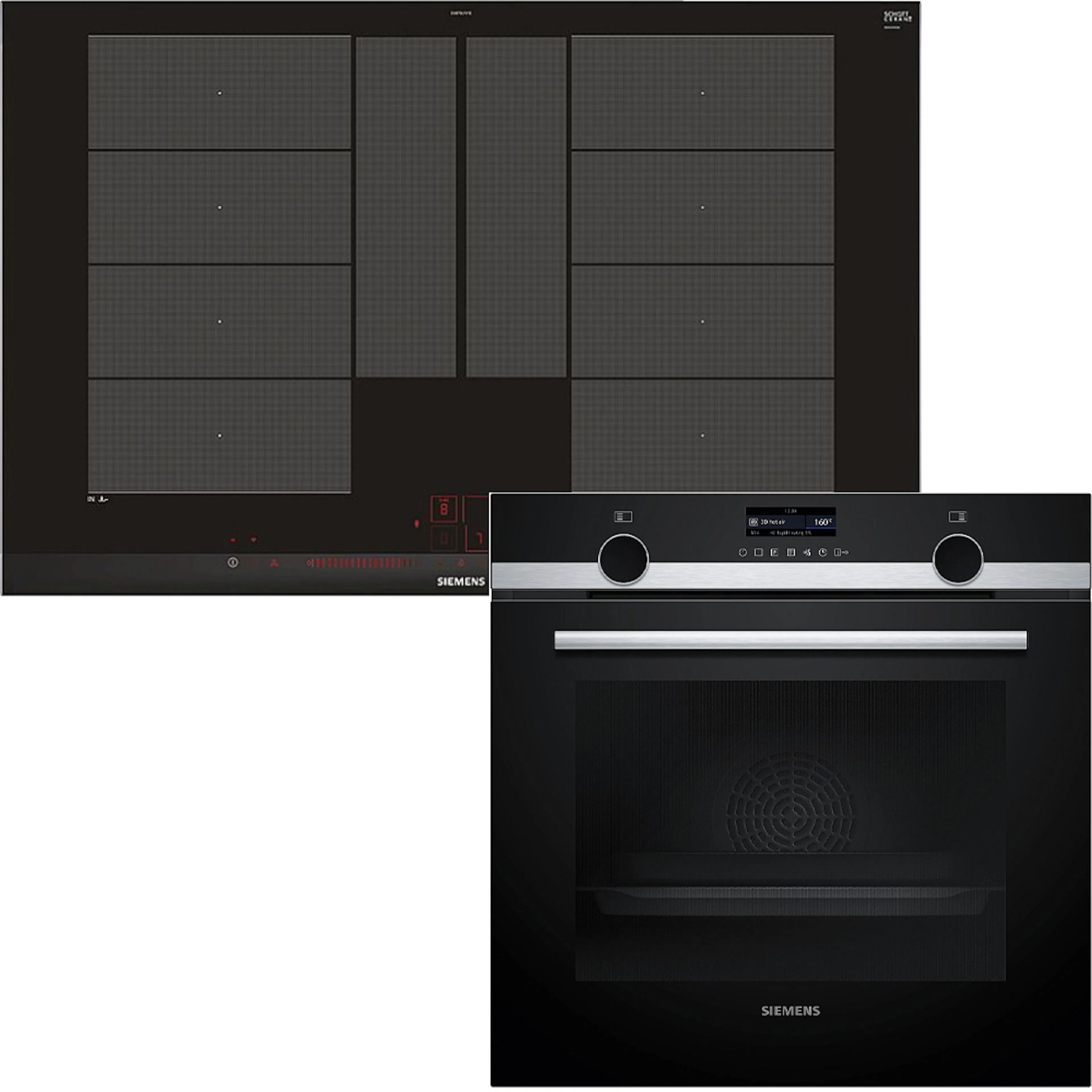 Ovn/Platetopp Siemens iQ500 HB579GBR3 + iQ700 EX875LYV1E Induksjonstopp Med Pyrolytisk Selvrens og FlexInduction Pakke