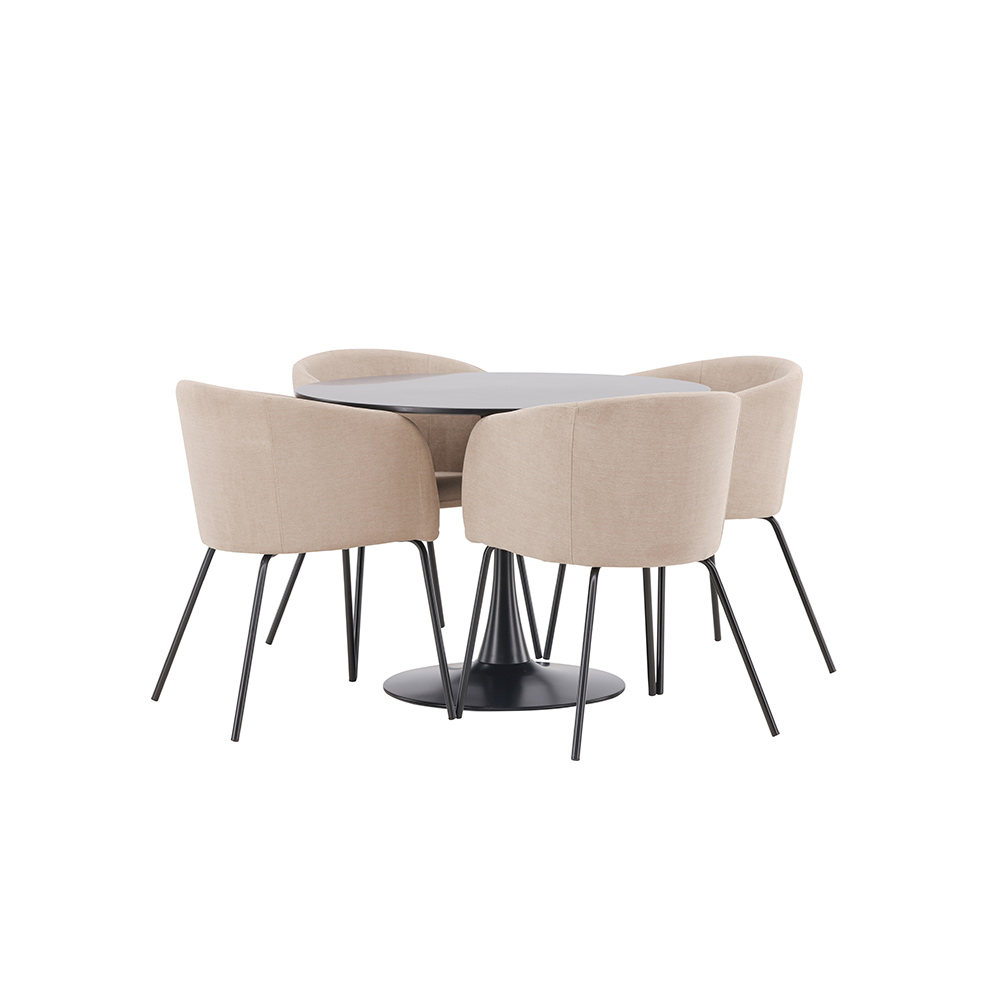 Spisegruppe Venture Home Glade Ø 100 cm med 4 Berit Stoler