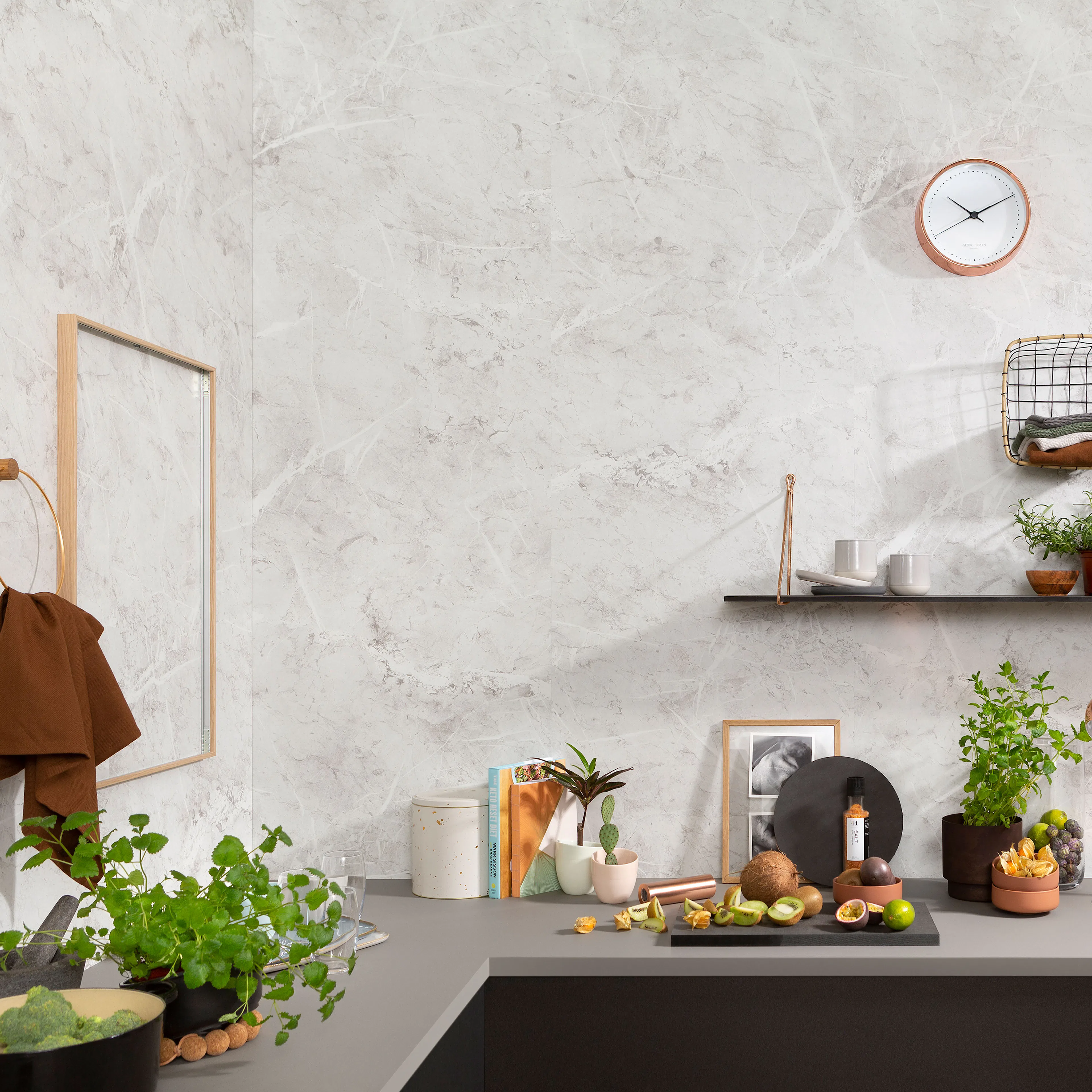 Kjøkkenplate Fibo White Marble 2273-K00 S
