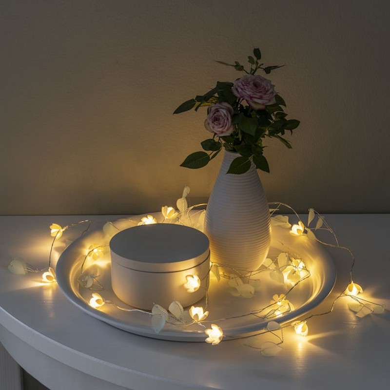 Lyslenke Gnosjö Konstsmide Klara/Hvite Blomster 20 LED