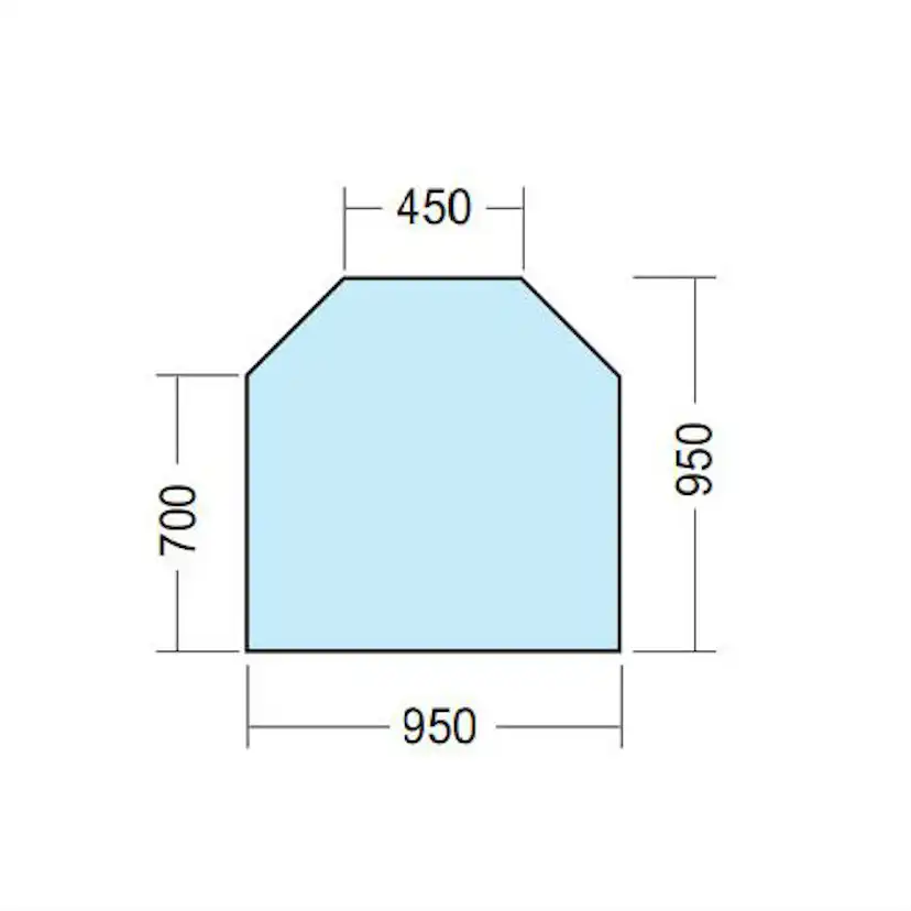 Gulvglass Kaminexperten 950 x 950 Sekskantet