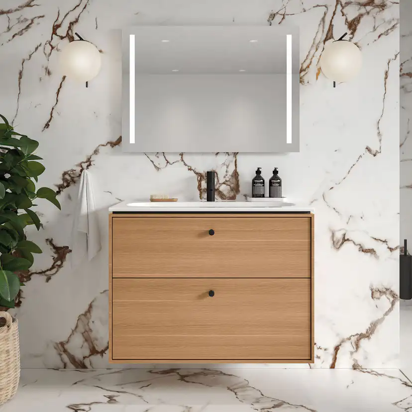 Servantskap Ifö Sense Art Smal Design 90 med 2 Skuffer