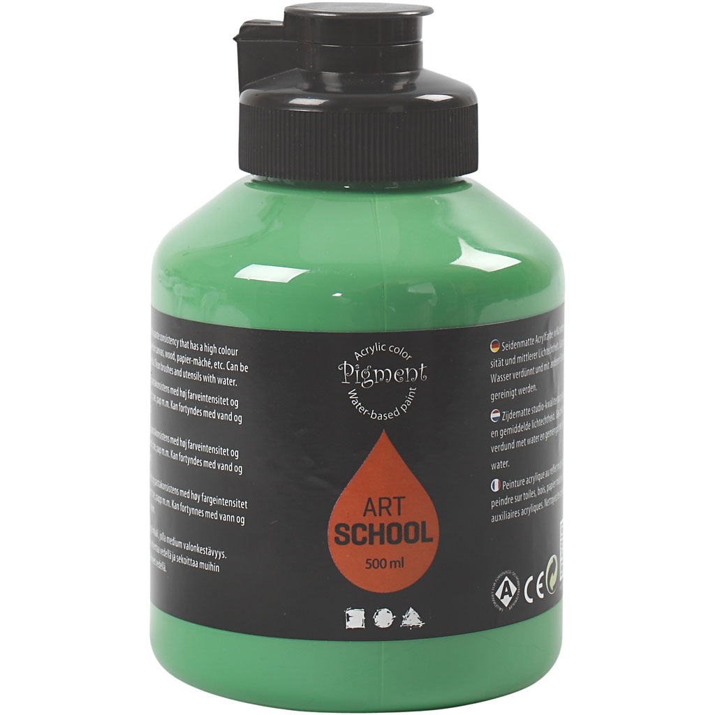 Pigment Art School, medium green, täckande, 500 ml/ 1 flaska Medium Green, Dekkende