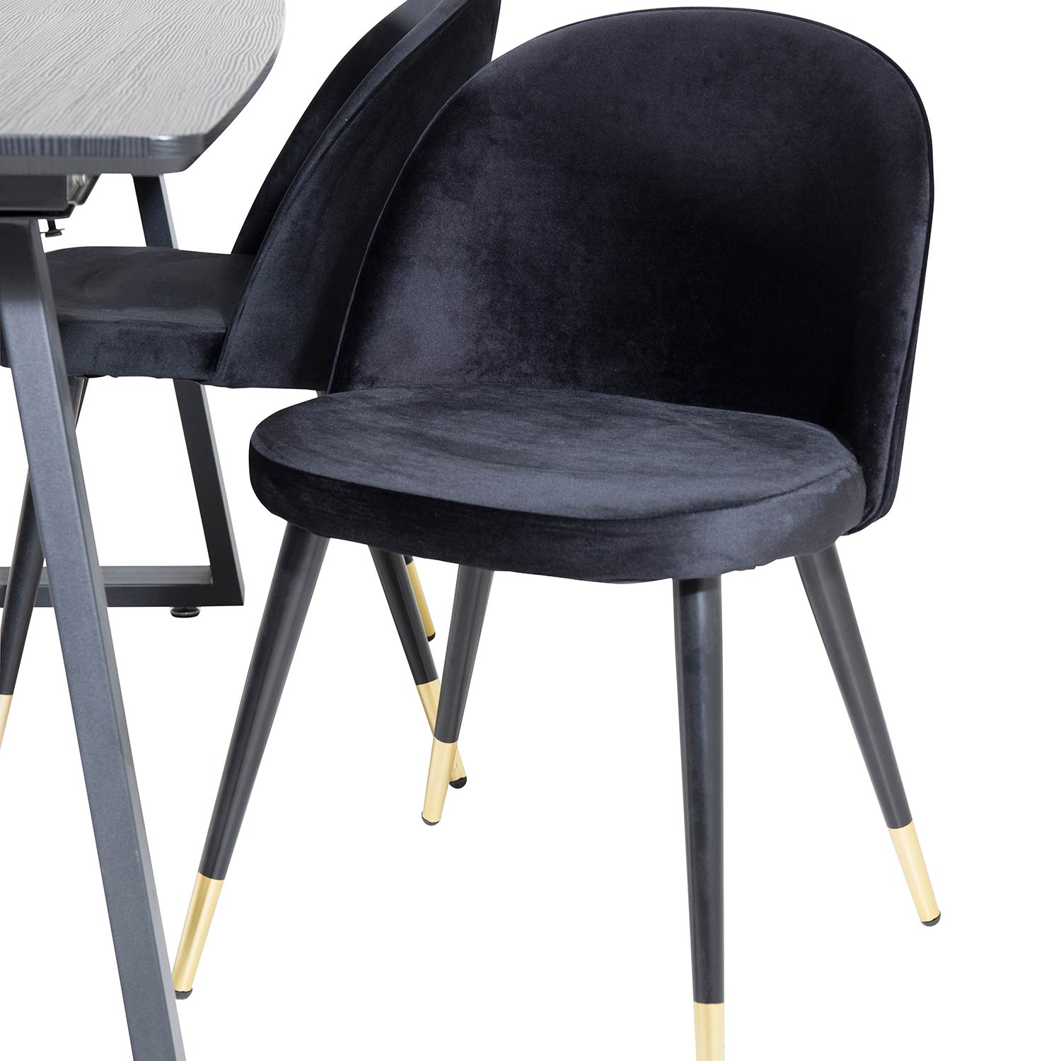 Spisegruppe Venture Home Ina med 4 Valentina Stoler Fløyel