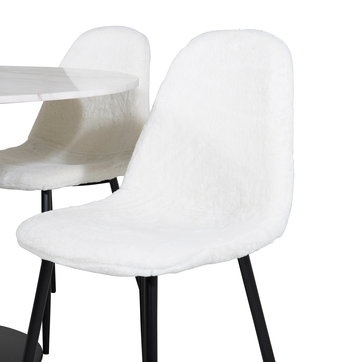 Estelle Round Dining Table ø106+Polar Fluff Dining Chair Hvit/Sort