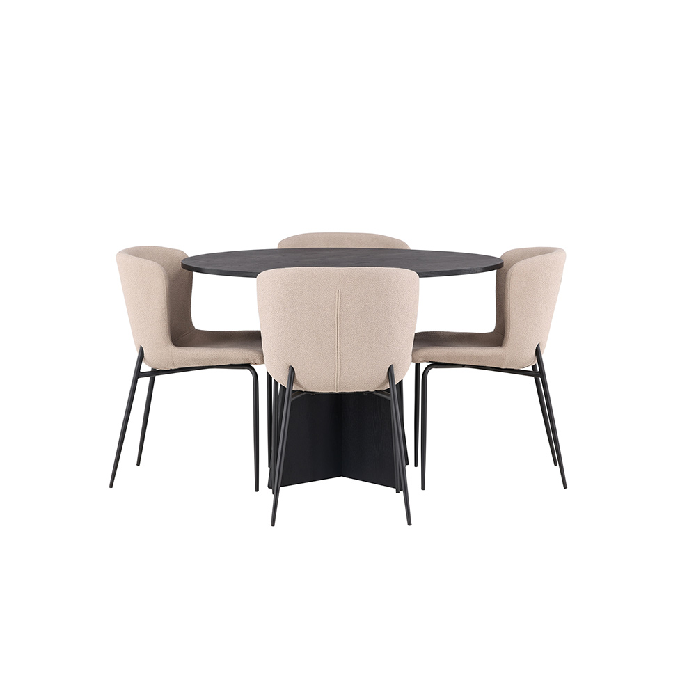 Spisegruppe Venture Home Bootcut Ø110 cm med 4 Modesto Stoler