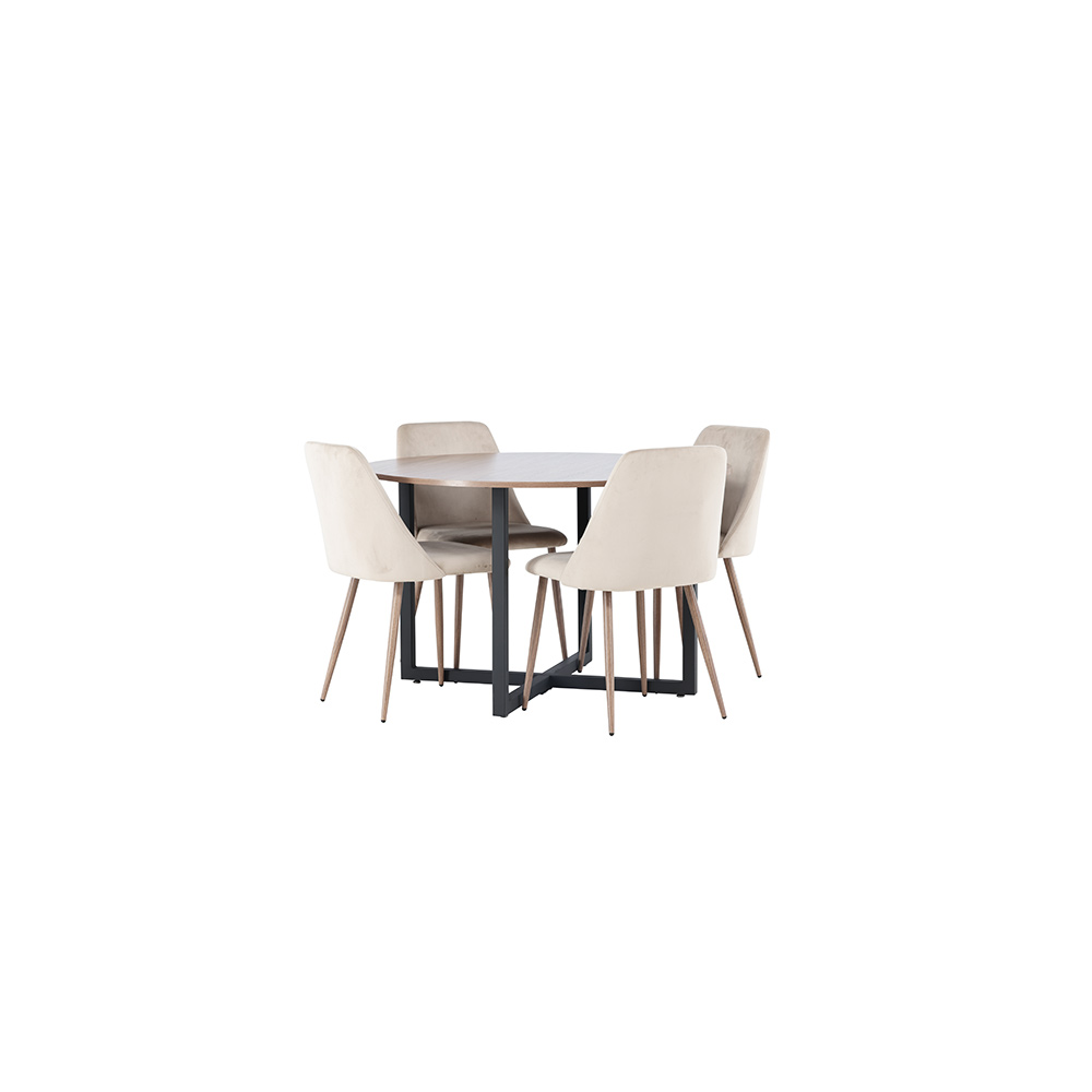 Spisegruppe Venture Home Durango Ø120 cm med 4 stk Night Stoler