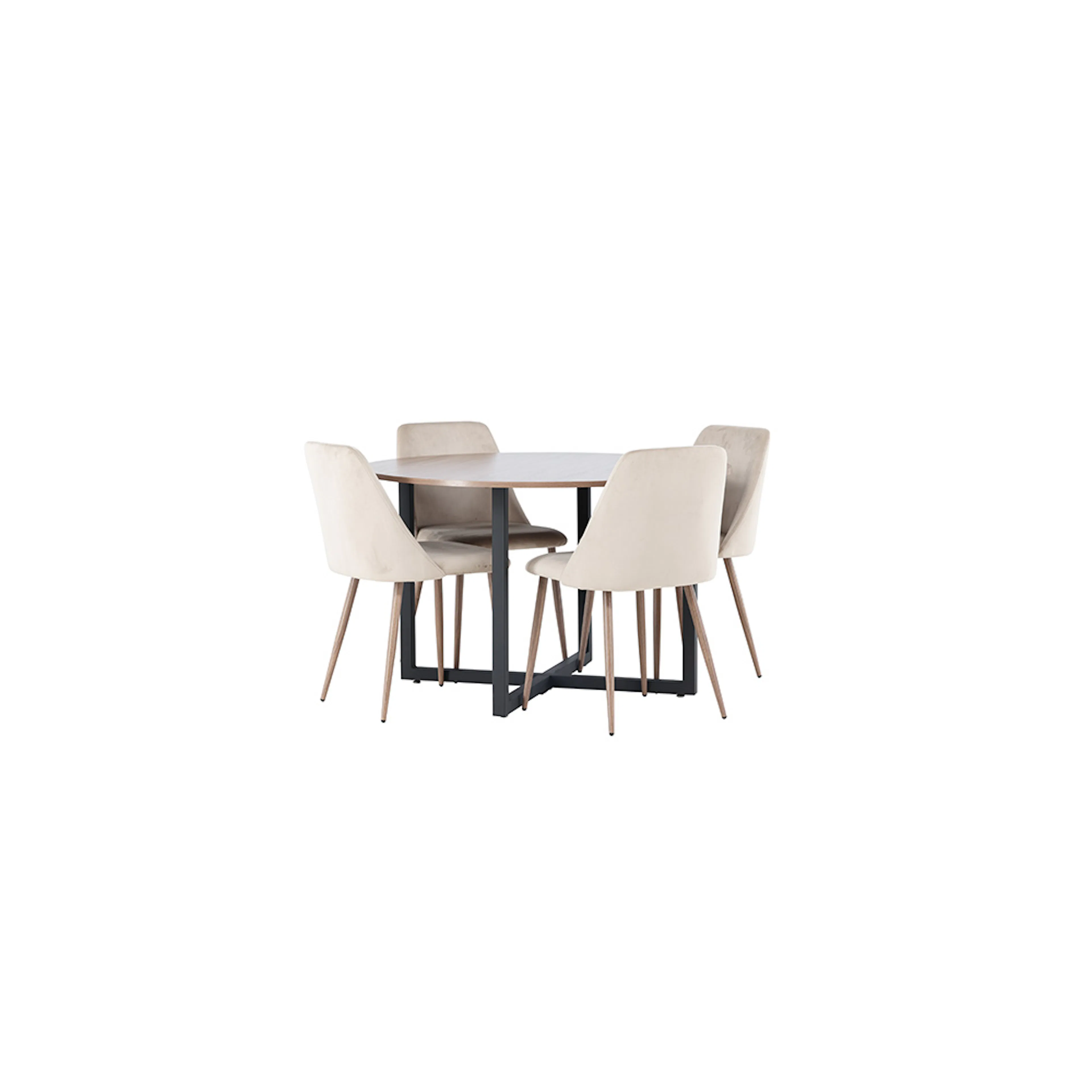 Spisegruppe Venture Home Durango Ø120 cm med 4 stk Night Stoler