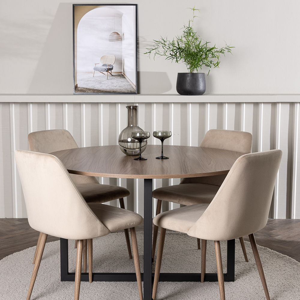Spisegruppe Venture Home Durango Ø120 cm med 4 stk Night Stoler