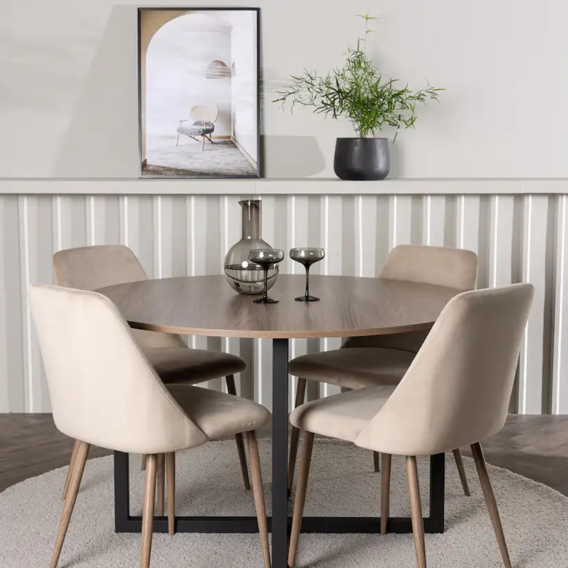 Spisegruppe Venture Home Durango Ø120 cm med 4 stk Night Stoler