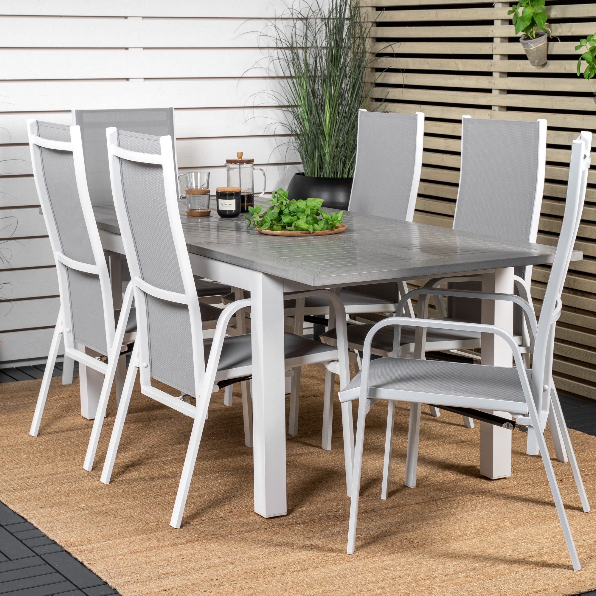 Spisegruppe Venture Home Aleyna 152/210 med 6 Copacabana Stoler