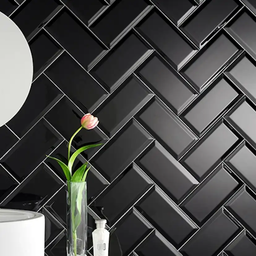 Flis Arredo Color Negro Sort Metro Biselado Blank 7,5x15 cm