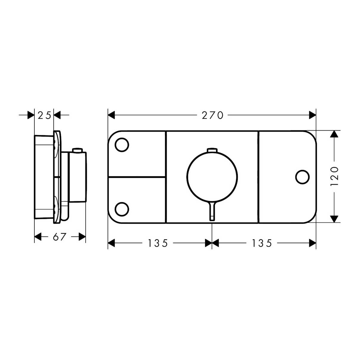 Termostatmodul Axor One for Innbygging