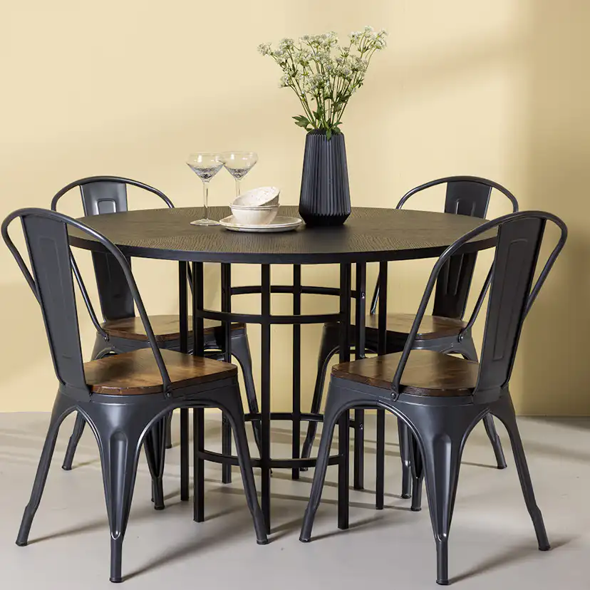 Spisegruppe Venture Home Copenhagen Ø 115 cm med 4 Tempe Stoler