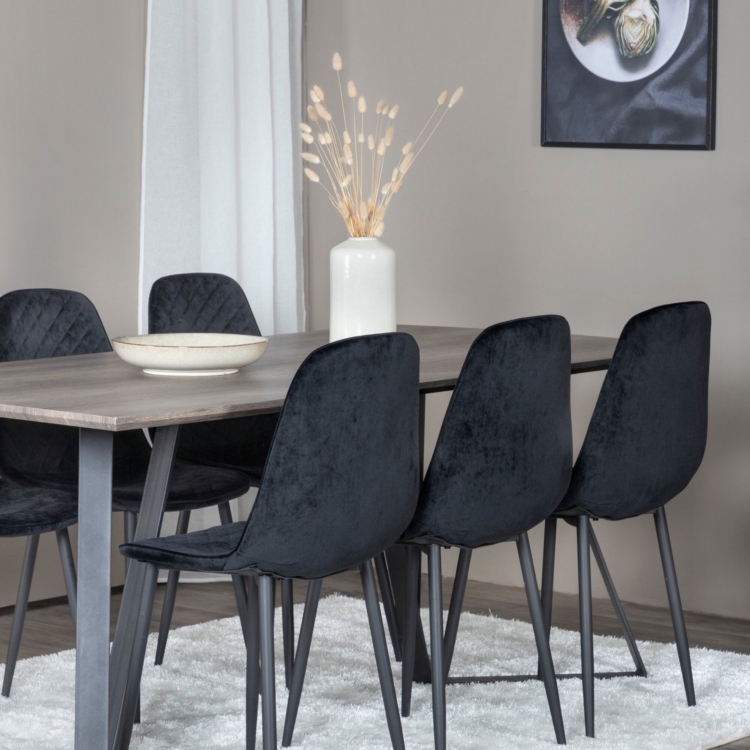 Spisegruppe Venture Home Madde med 6 Phoi Stoler Fløyel