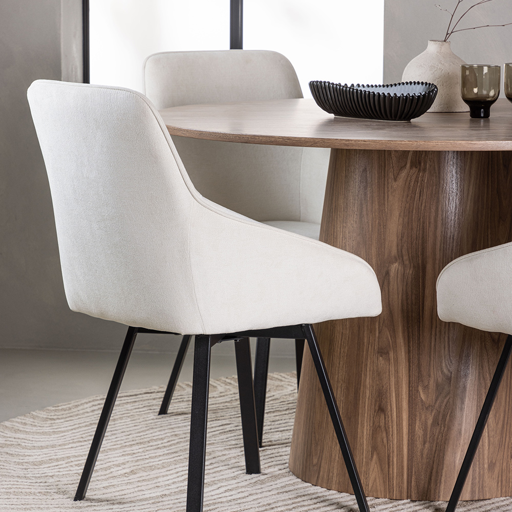 Spisegruppe Venture Home Lanzo Ø120 cm med 4 stk Rosie Stoler