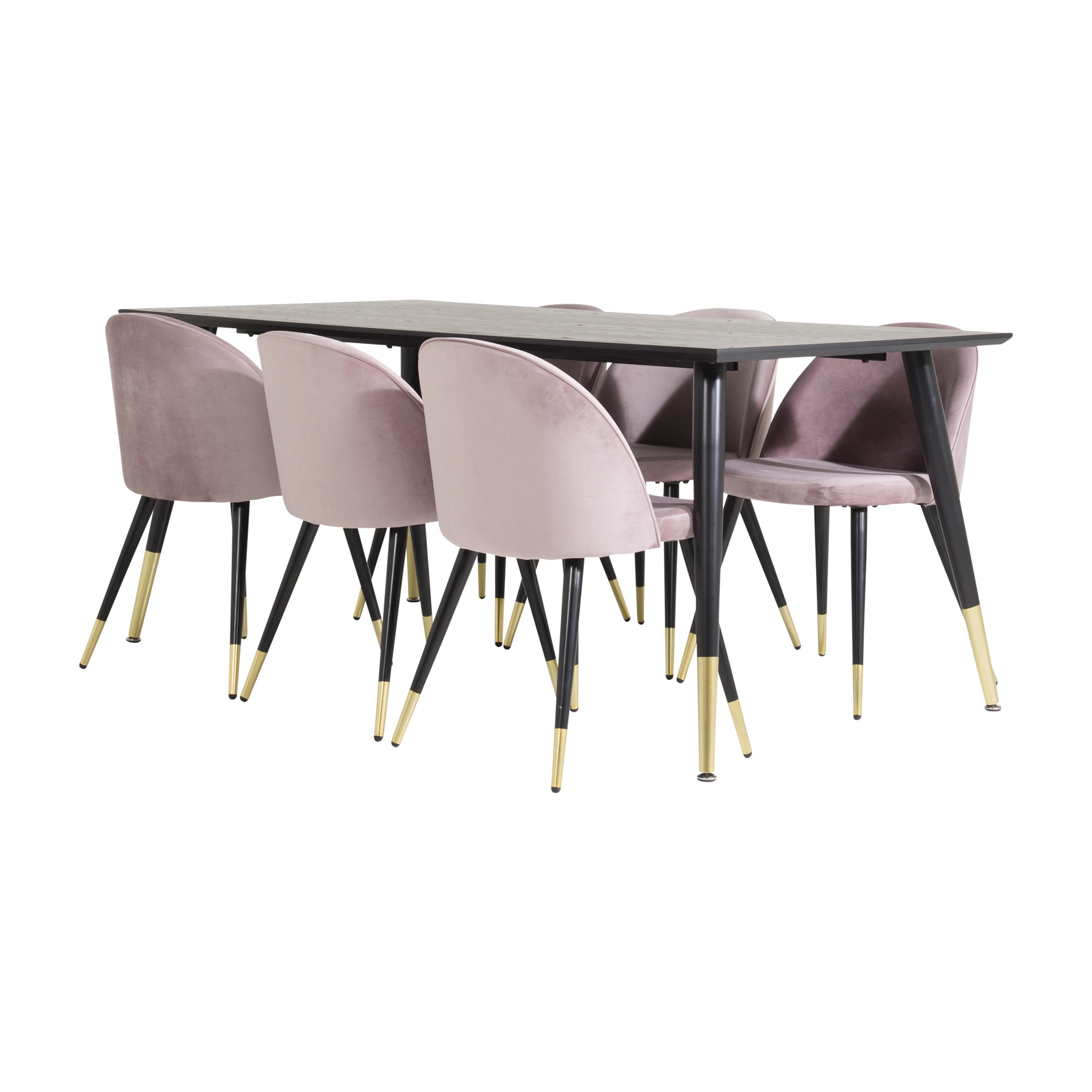 Spisegruppe Venture Home Dipp med 6 Velvet Stoler