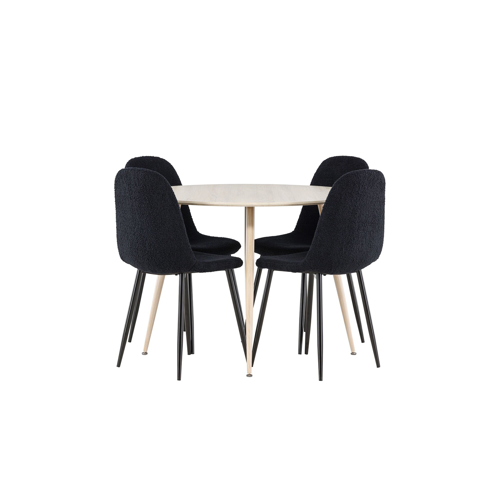 Spisegruppe Venture Home Plaza Ø100 med 4 stk Polar Stoler Teddy