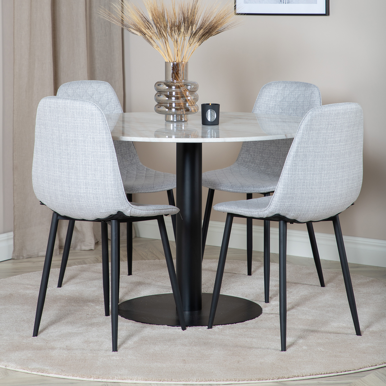 Spisegruppe Venture Home Estelle med 4 Phoi Stoler Polyester