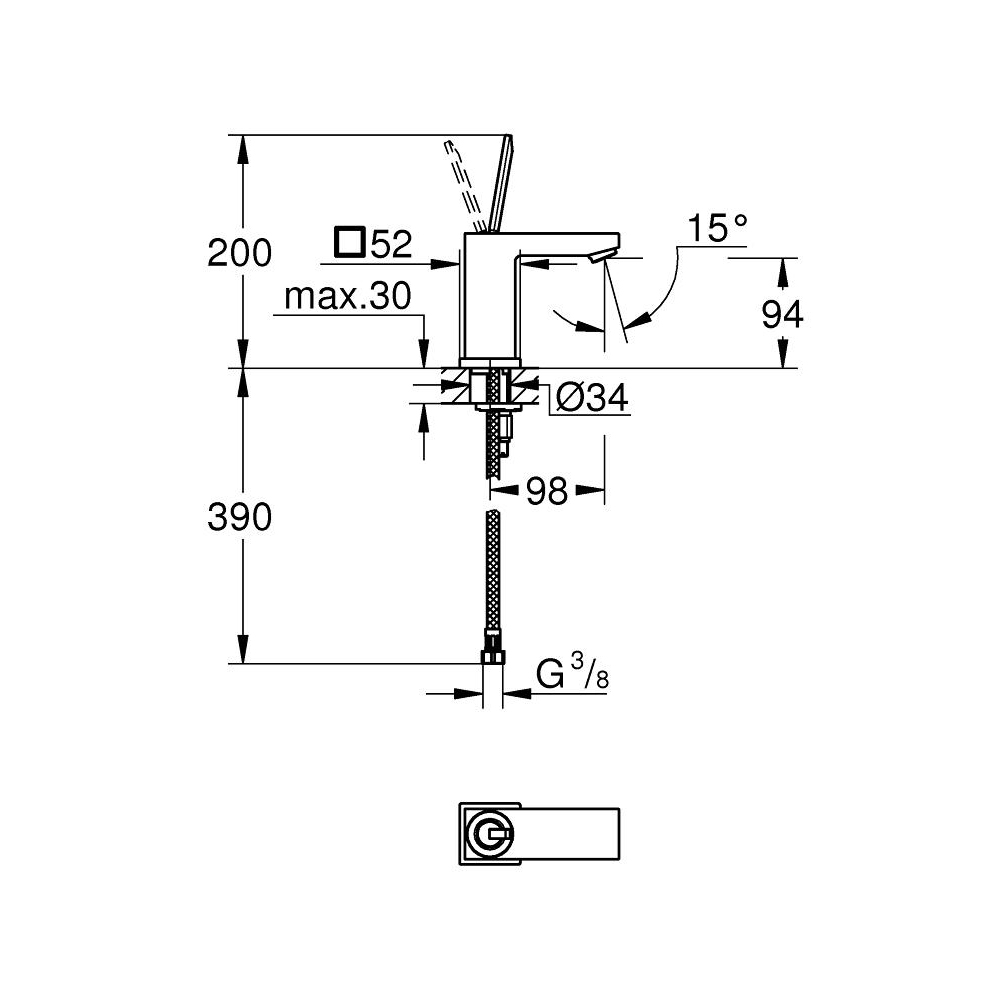 Tvättställsblandare Grohe Eurocube Joy 23656