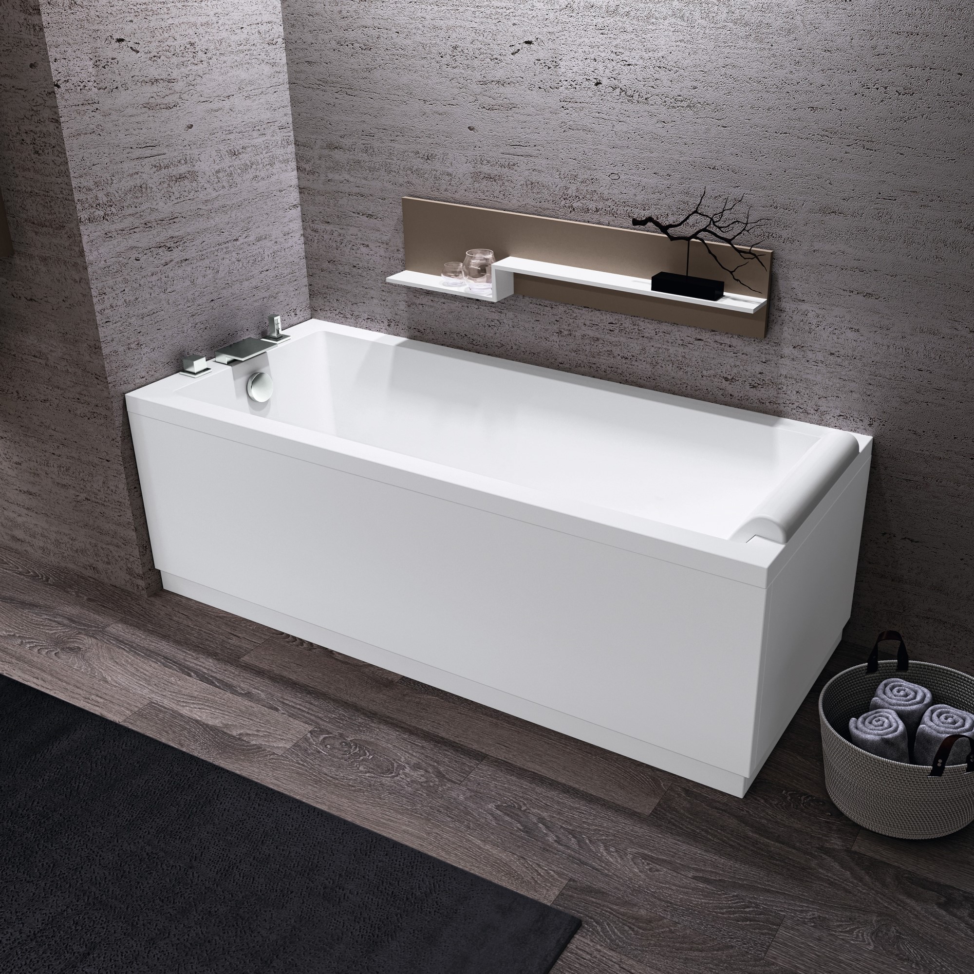 L-panel vit Calos 170 x 75 LxB: 1700x750 mm