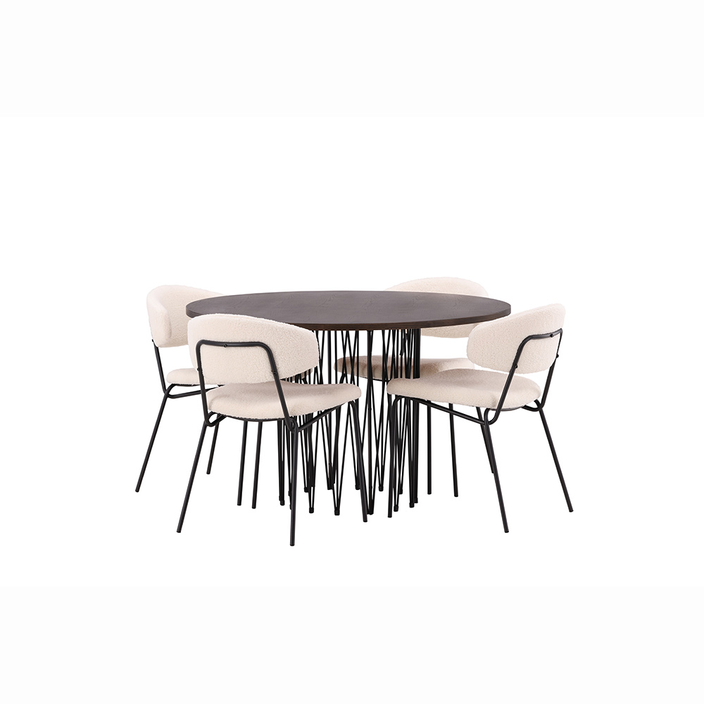 Spisegruppe furniture/fashion Stone med 4 Chico Stoler Rundt