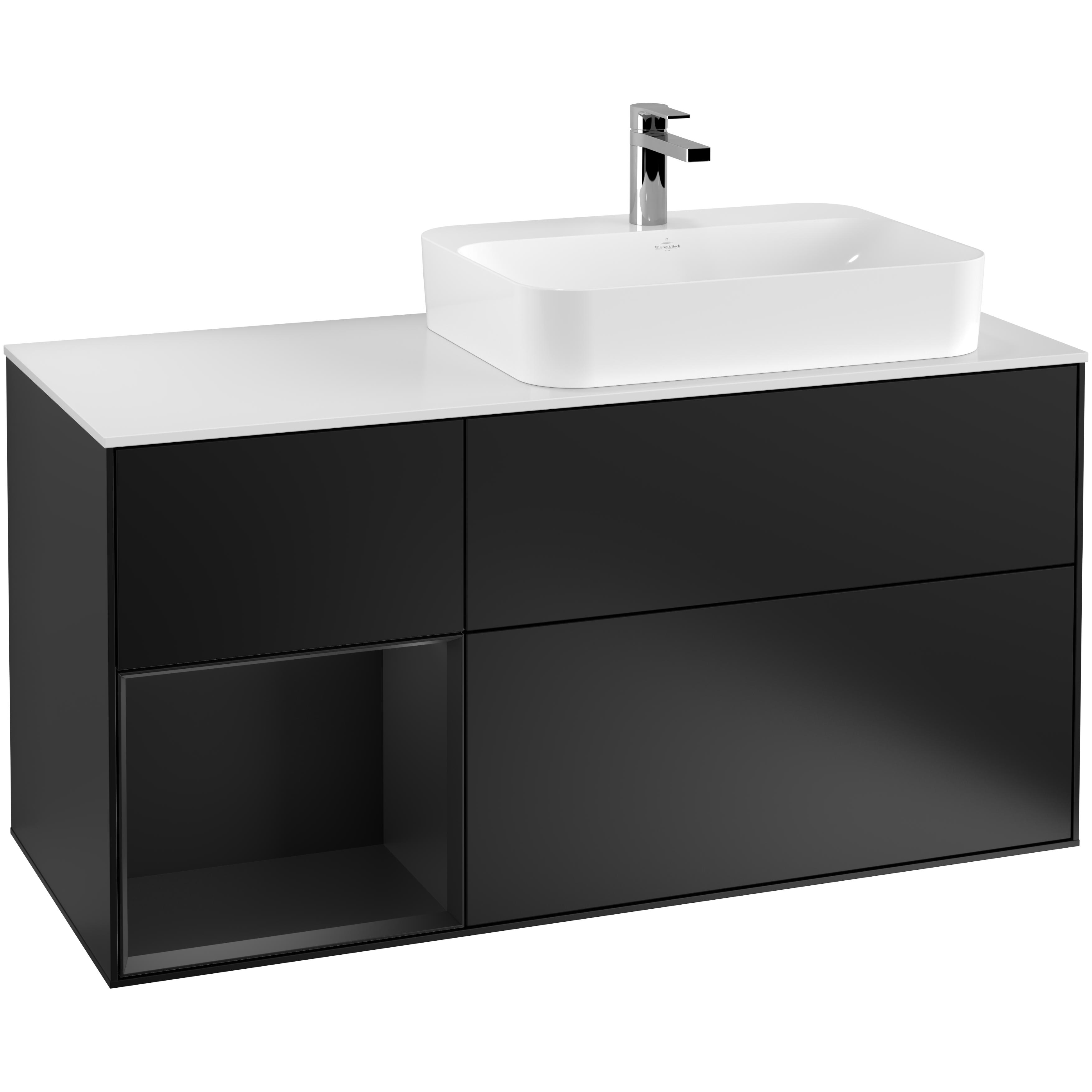 Tvättställsskåp Villeroy & Boch Finion med 3 Lådor Hylla och Bänkskiva för Ocentrerat Ytmonterat Tvättställ