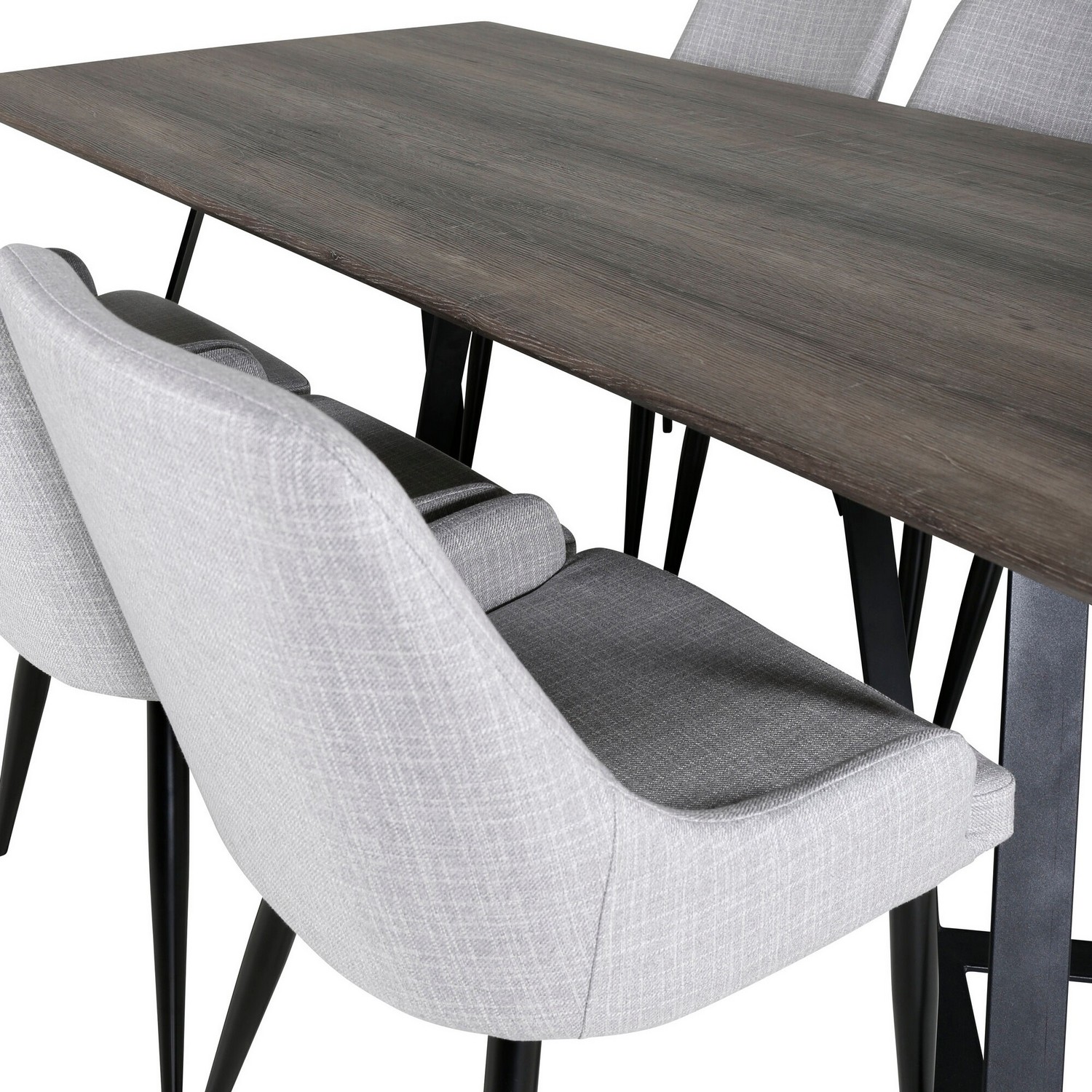 Marina Dining Table 180x90 cm+Plaza Dining chair Grå/Sort/Lysegrå