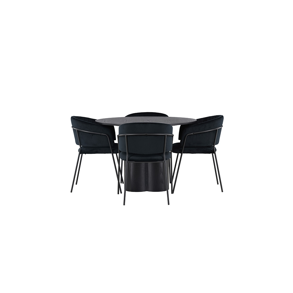 Spisegruppe Venture Home Olivia Ø110 cm med 4 stk Selma Stoler