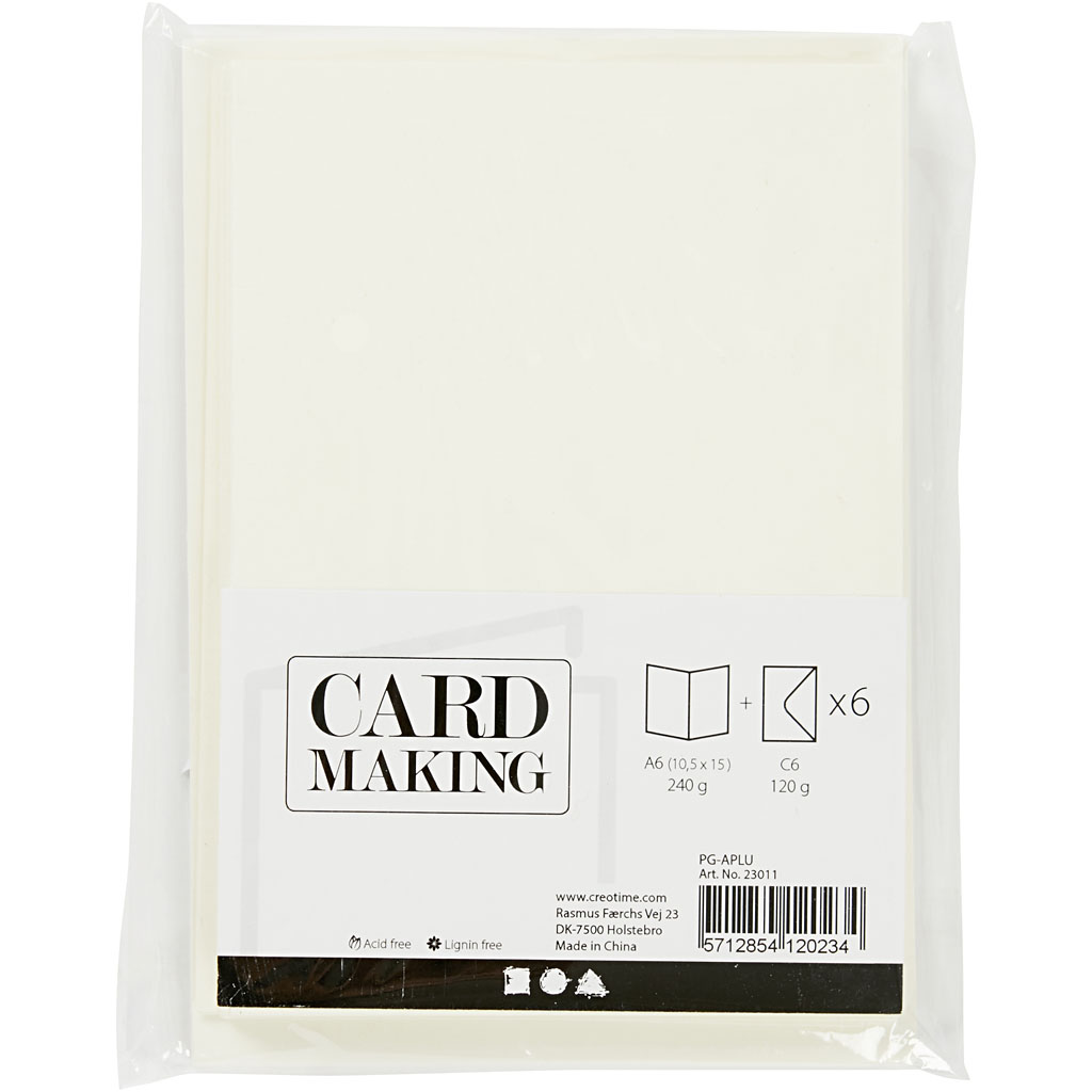 Kort Creativ Company og Konvolutt Kort str 10,5x15 cm Konvolutt str 11,5x16,5 cm 6 stk 1 Pk