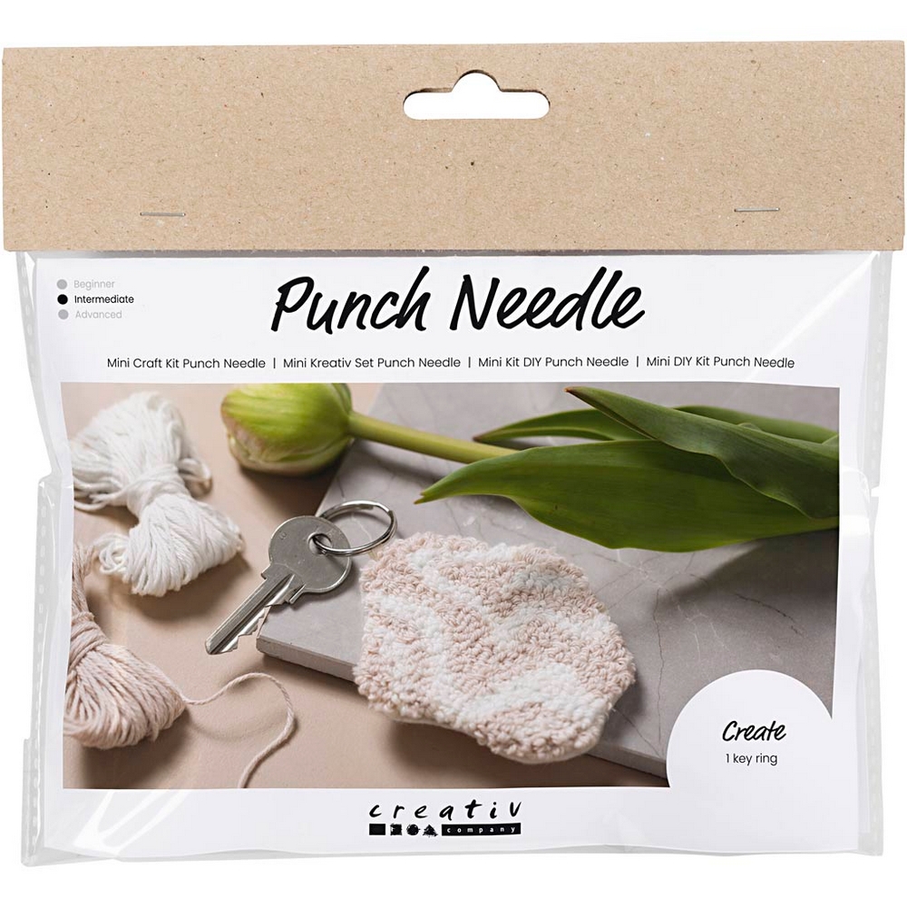 Hobbysett Creativ Company Mini DIY Kit Nøkkelanheng Punch Needle Beige
