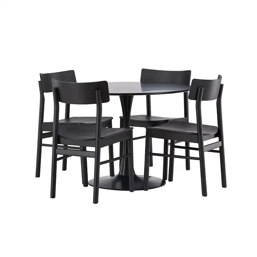 Spisegruppe Venture Home Glade Ø100 cm med 4st Montros Spisestoler