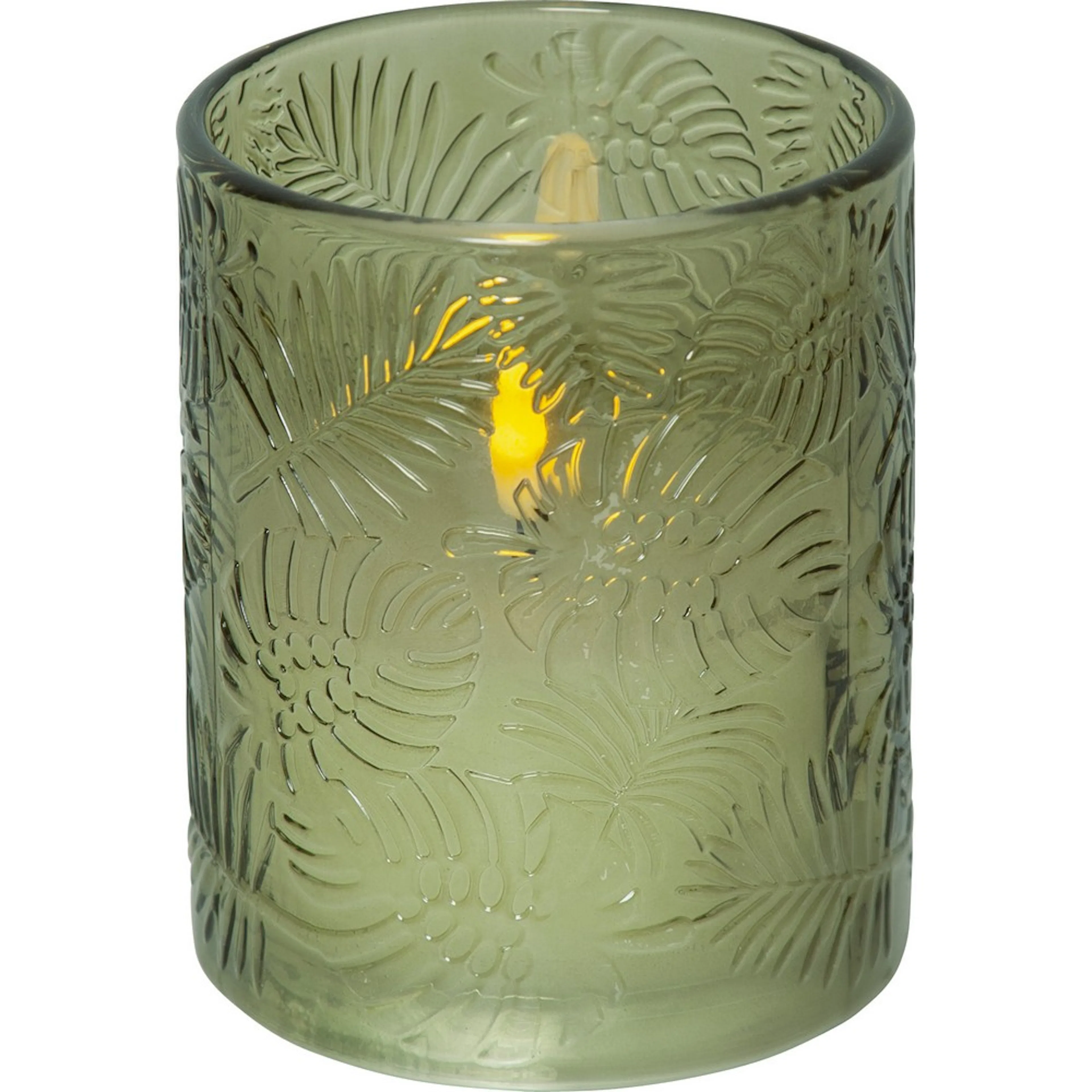 LEDBlockljus Flamme Leaf Grønn, D: 100 mm