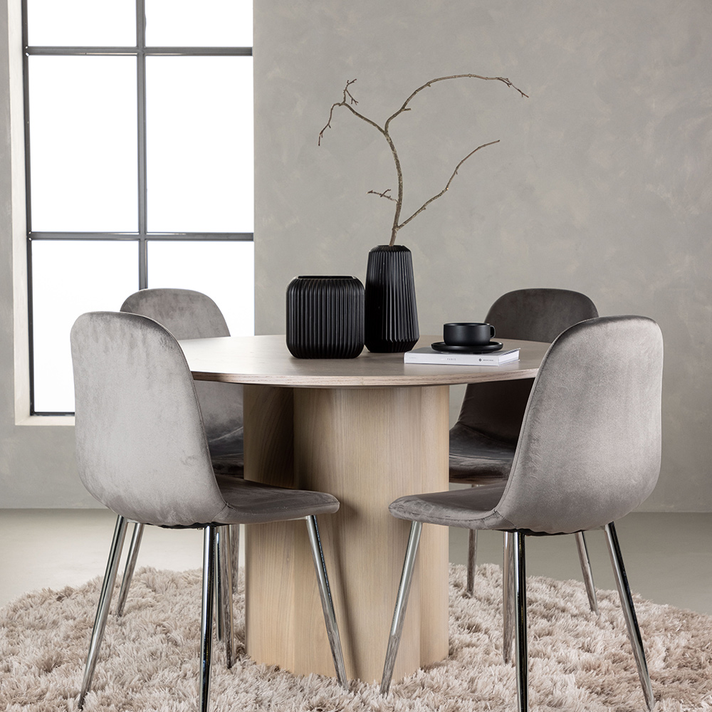 Spisegruppe Venture Home Olivia Ø110 cm med 4 stk Eva Stoler