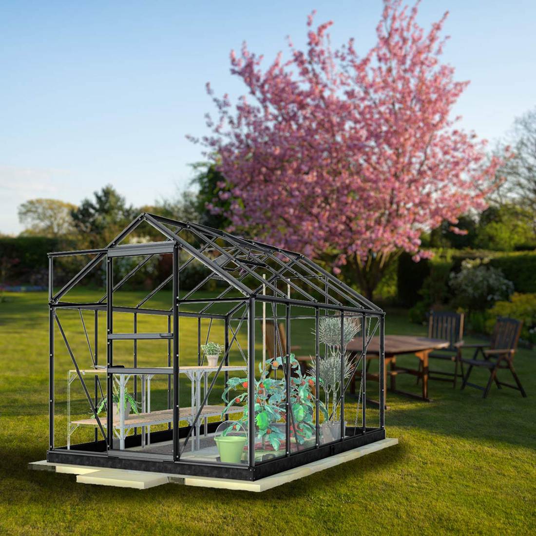 Drivhus Lykke PC 62 m2 Sort
