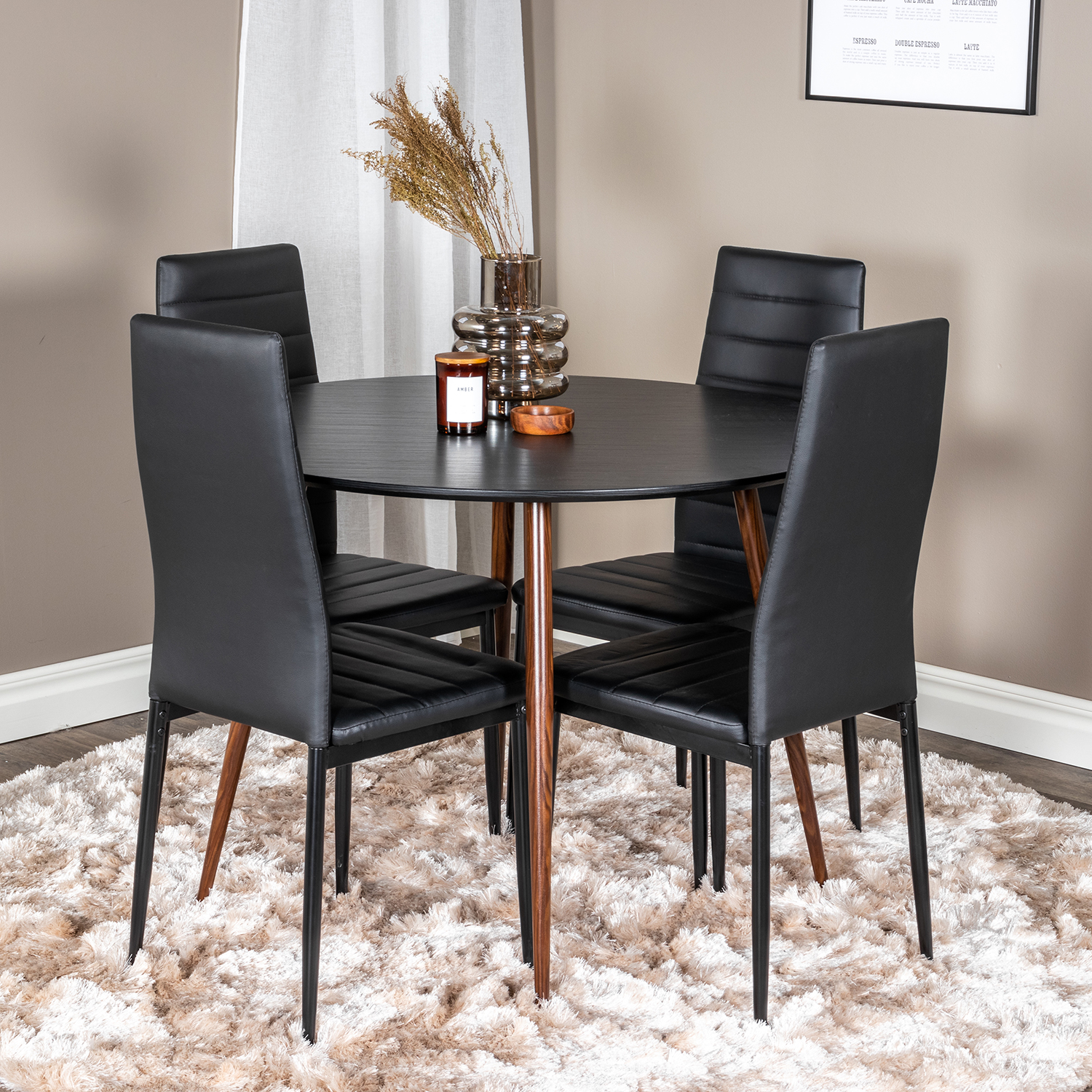Spisegruppe Venture Home Plake med 4 Sly Stoler Rundt
