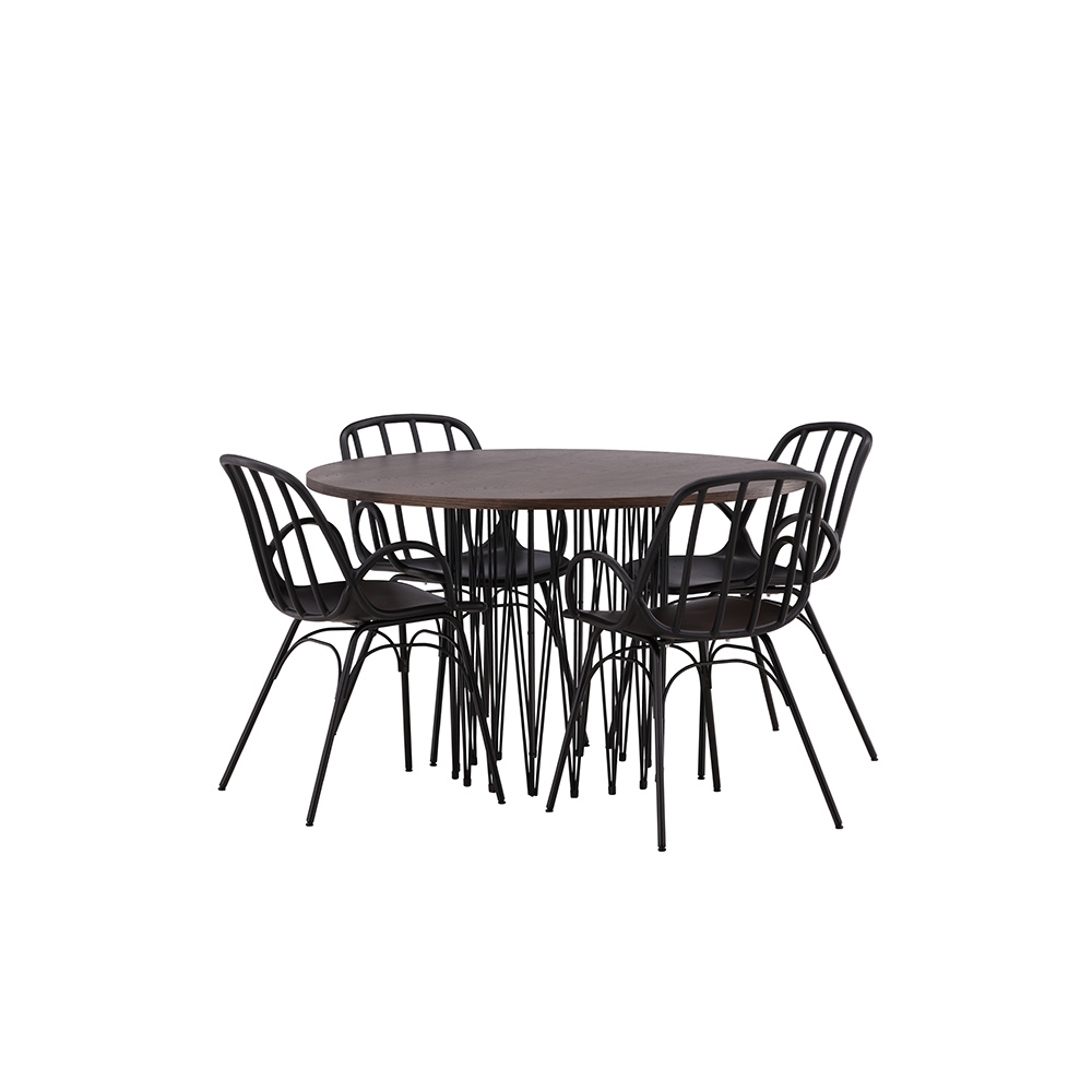 Spisegruppe furniture/fashion Stone round Ø 120 cm med 4 Dyrön Stoler