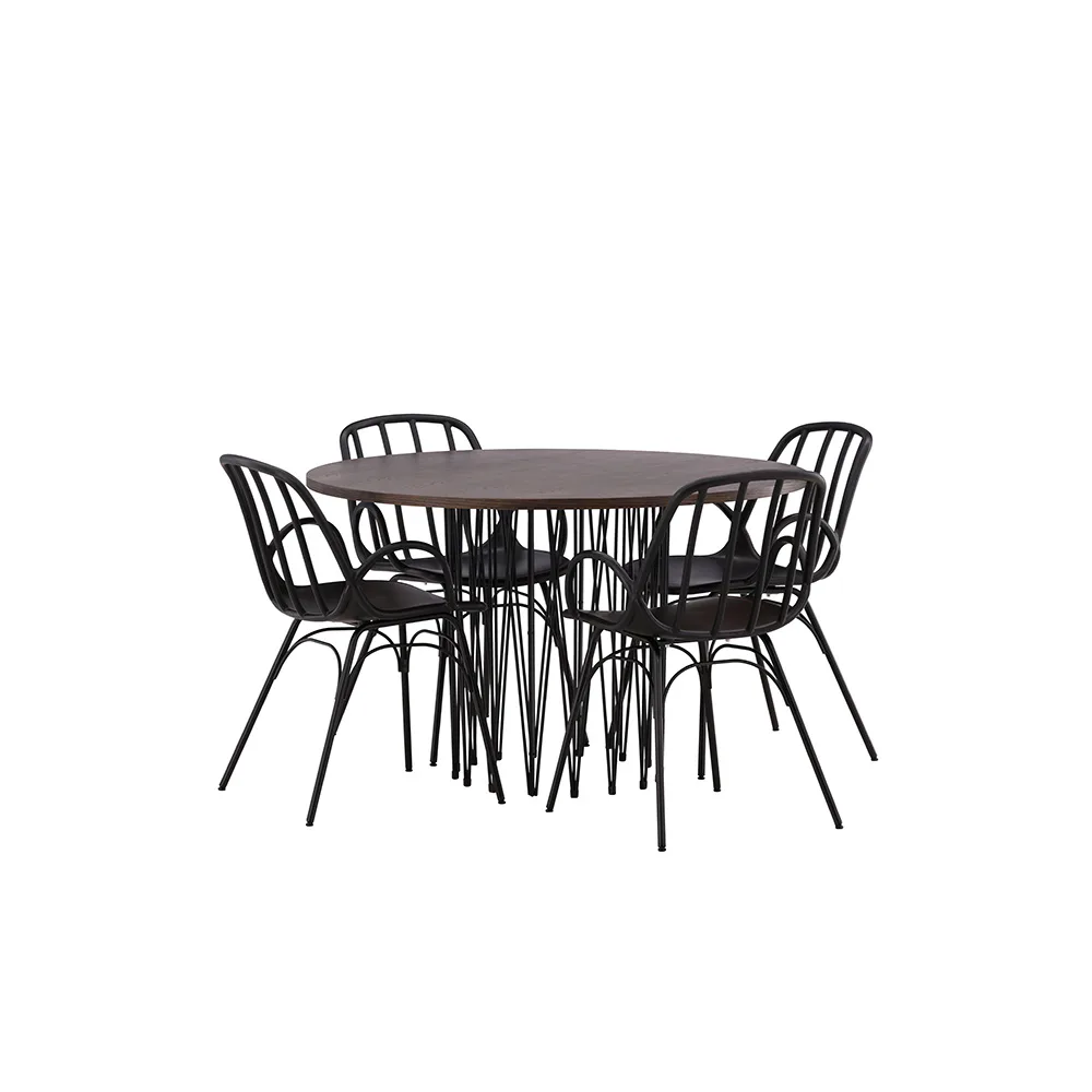 Spisegruppe furniture/fashion Stone round Ø 120 cm med 4 Dyrön Stoler
