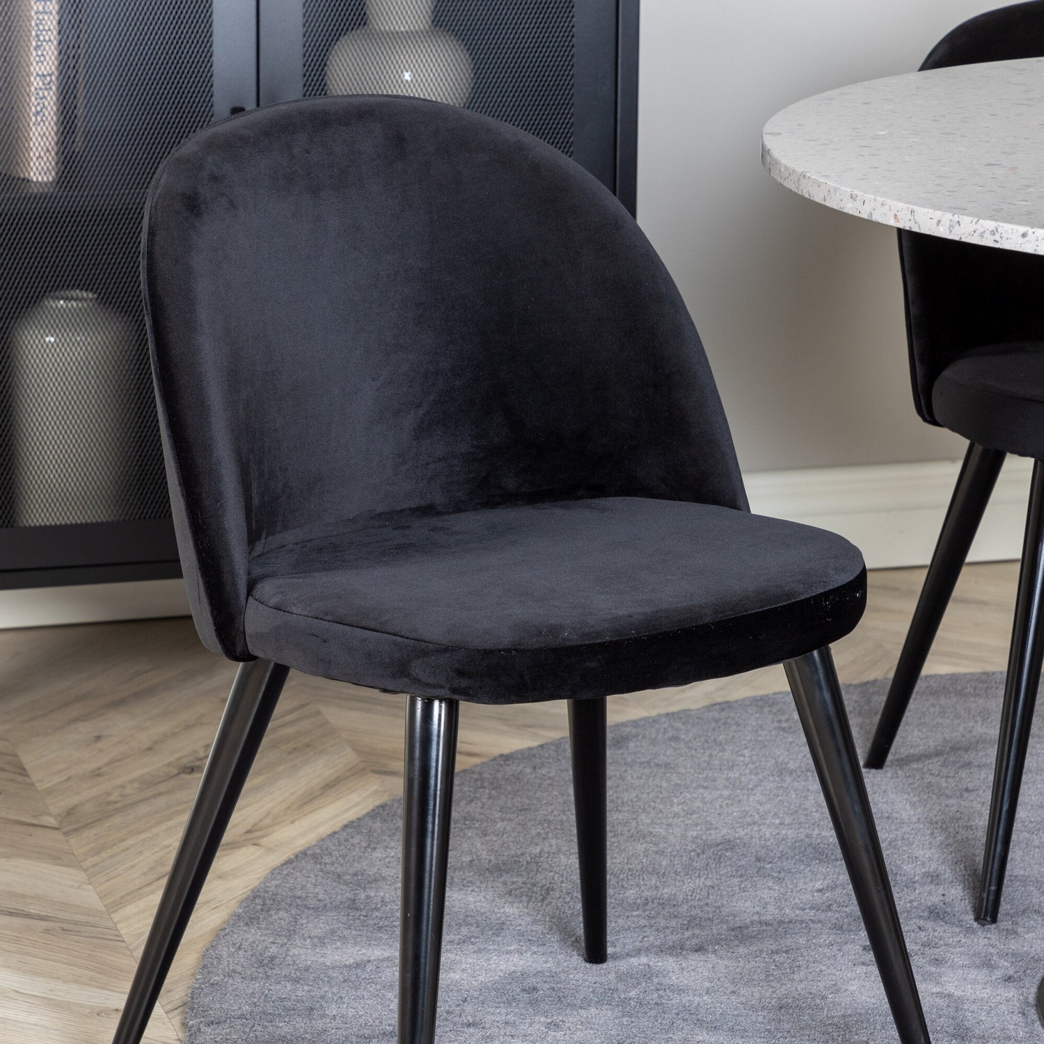 Spisegruppe Venture Home Roxanna Grå Bord med 4 Valentina Stoler Fløyel