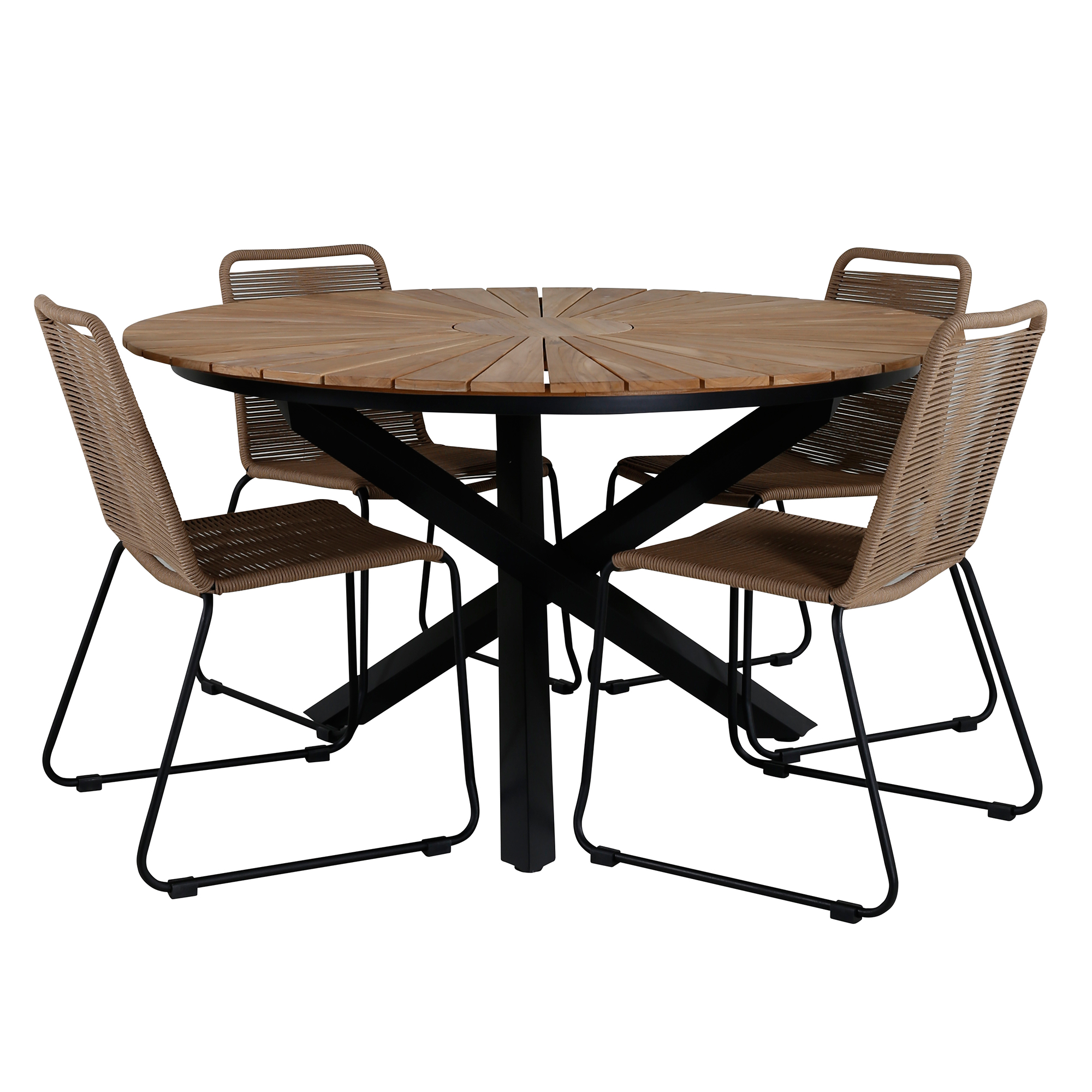 Spisegruppe Venture Home Mendi Rund med 4 Levi Stol Latte