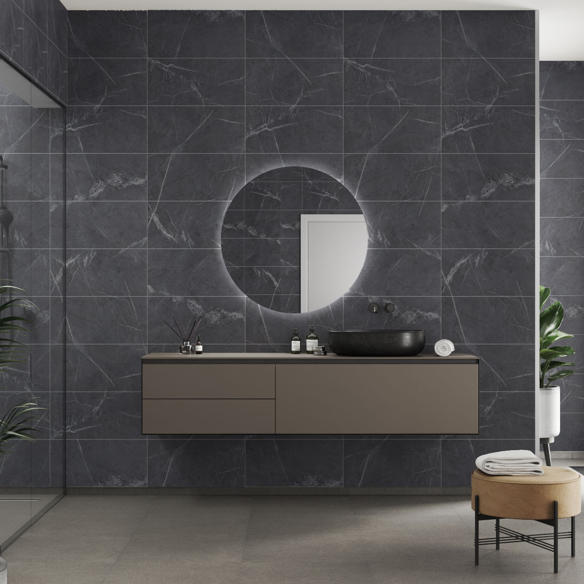 Baderomspanel Fibo 2272-LM6030 Black Marble
