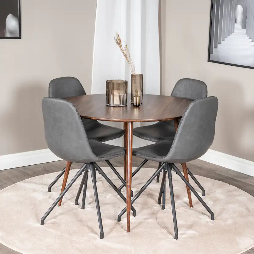 Spisegruppe Venture Home Plake med 4 Pobbie Stoler Design med Svingfunksjon Kunstlær