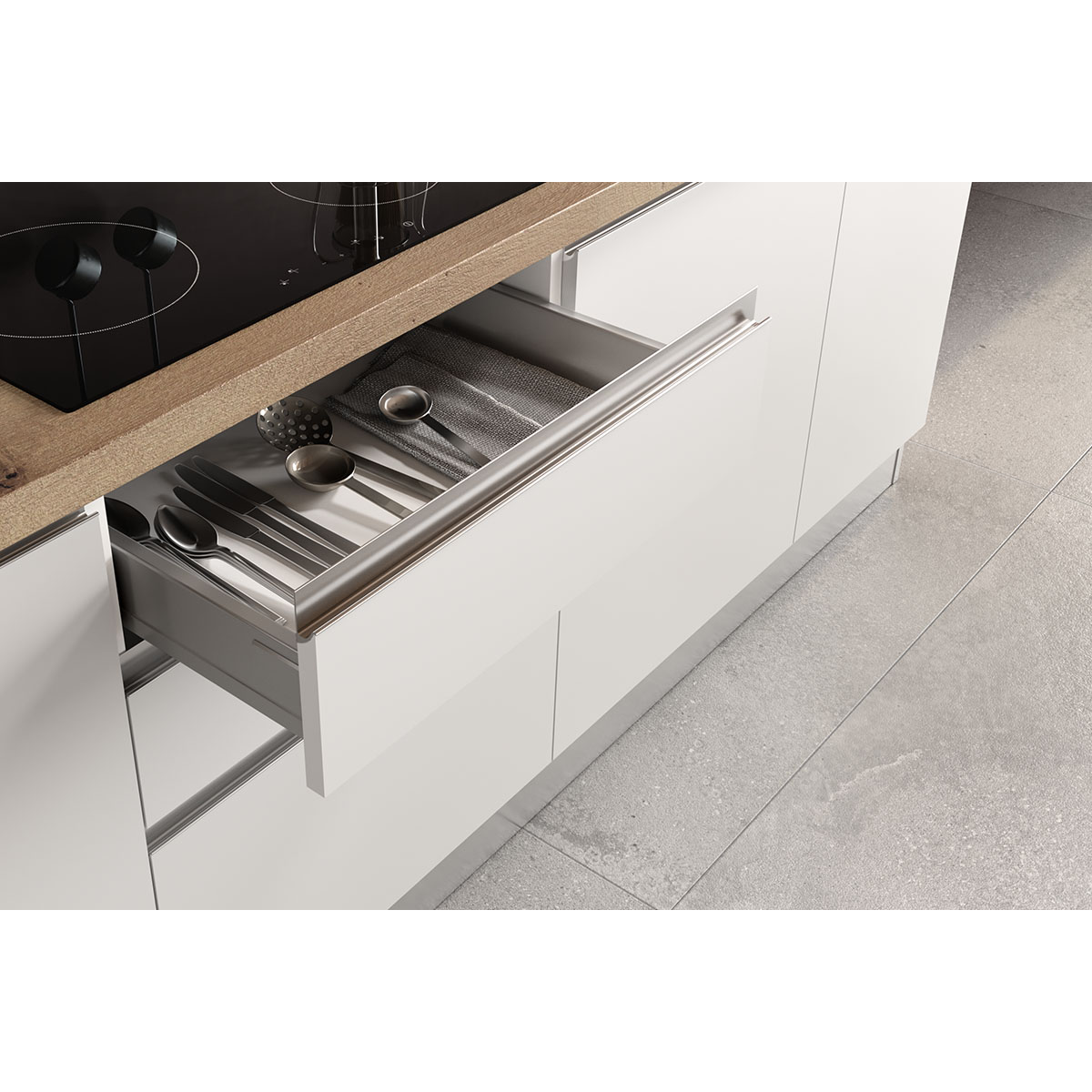 Komplett Kjøkken Mimo Mimosa 255 Matt Hvit inkl. Hvitevarer Ferdigmontert