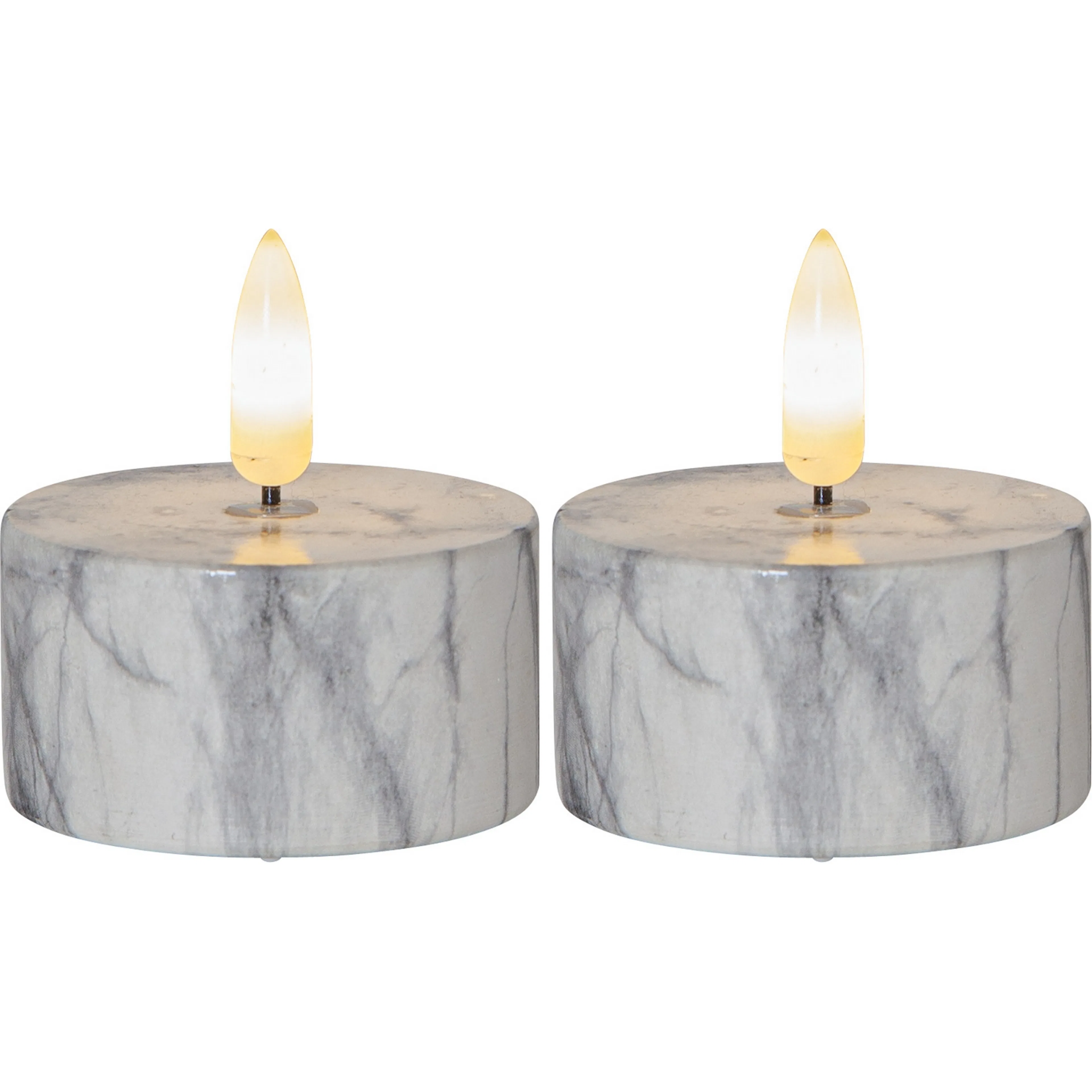 Kubbelys Star Trading Flamme Sement T-lys Marmor 2 stk