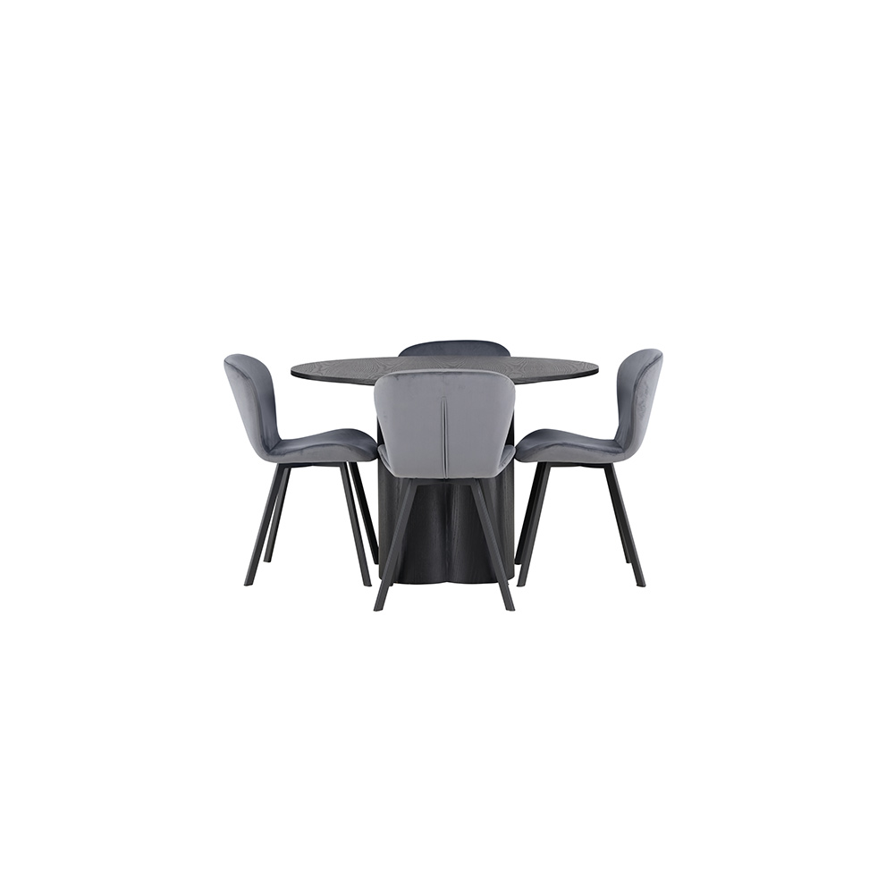 Spisegruppe Venture Home Olivia Ø110 cm med 4 stk Lilja Stoler